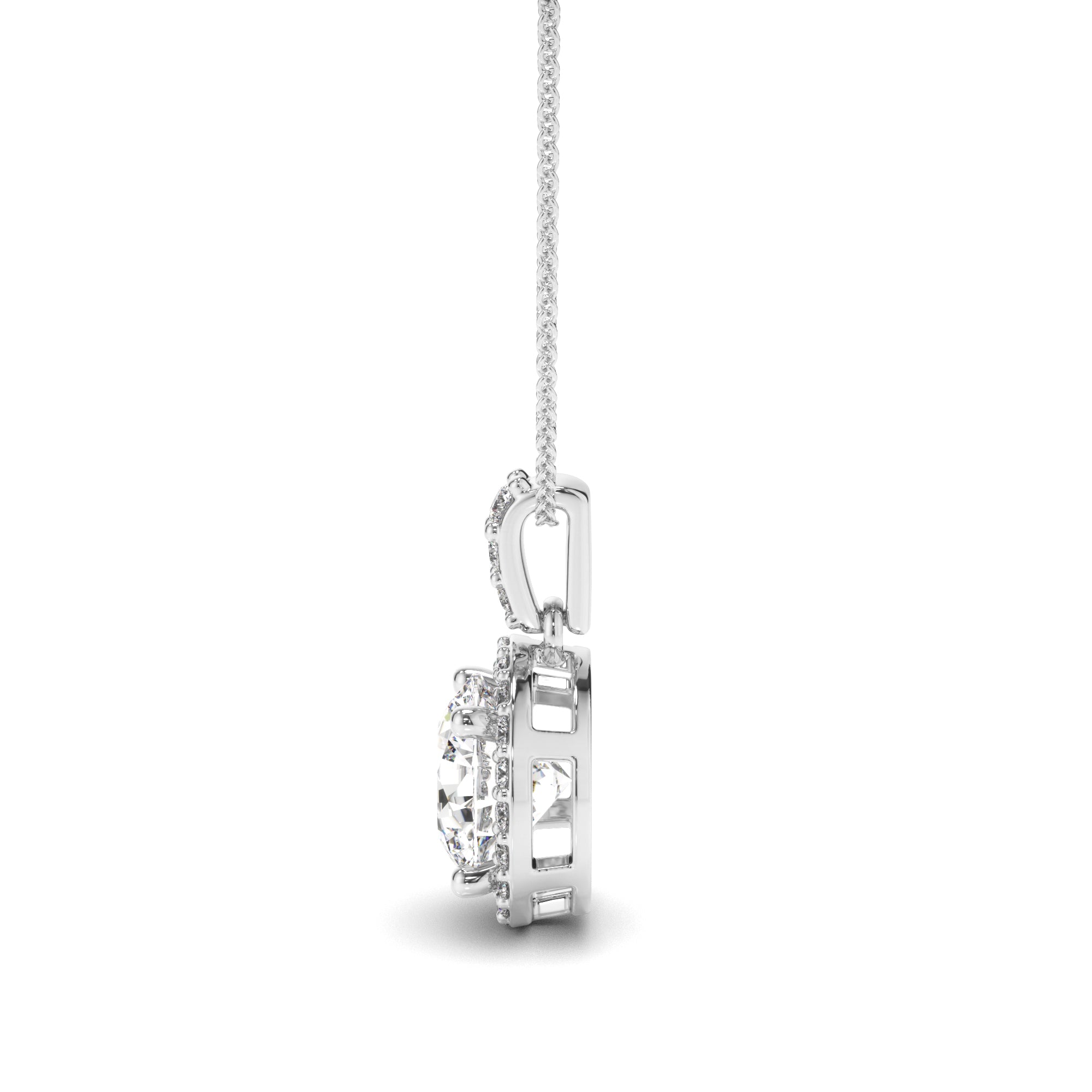Etta - Round Brilliant Cut Diamond Halo Pendant