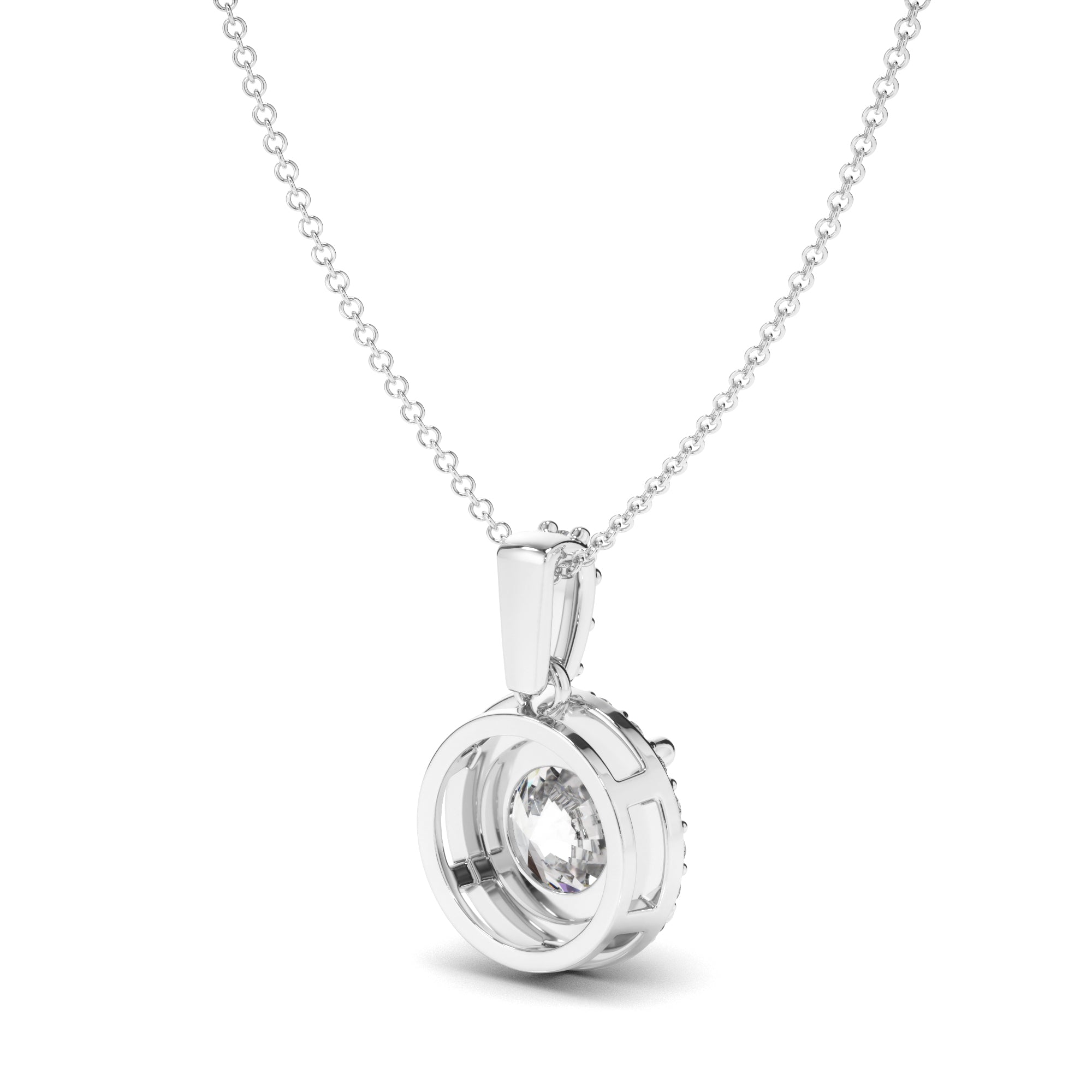 Etta - Round Brilliant Cut Diamond Halo Pendant
