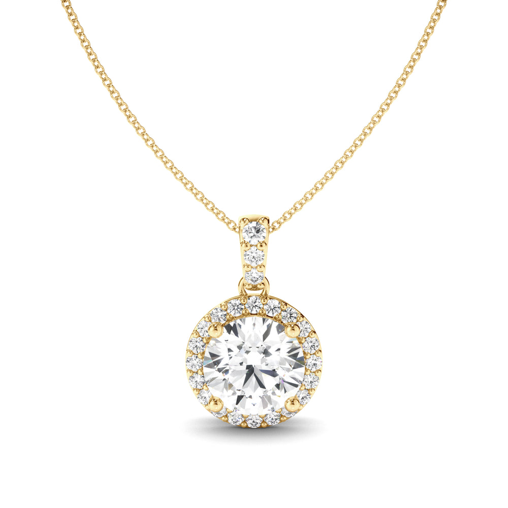 Etta - Round Brilliant Cut Diamond Halo Pendant