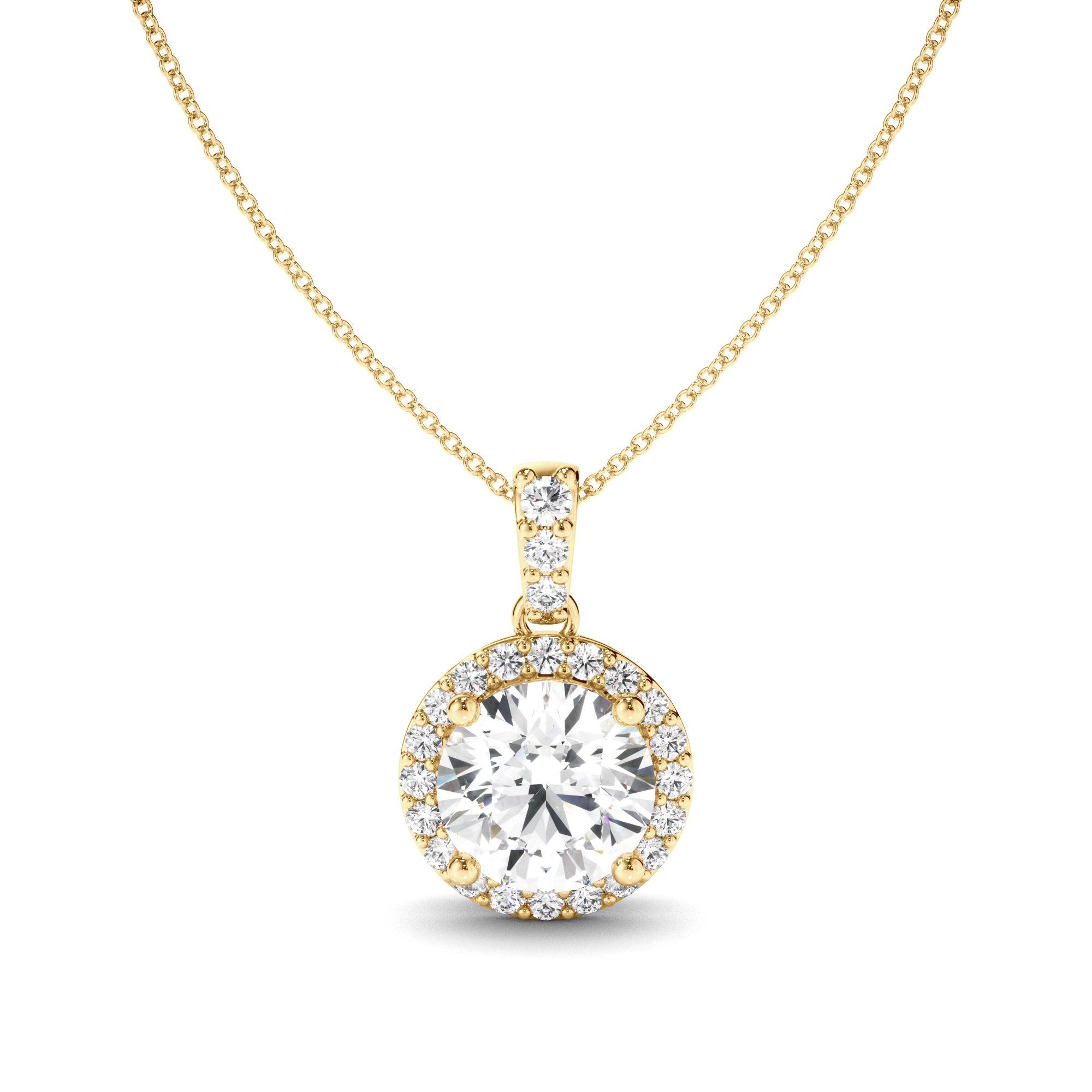 Etta - Round Brilliant Cut Diamond Halo Pendant
