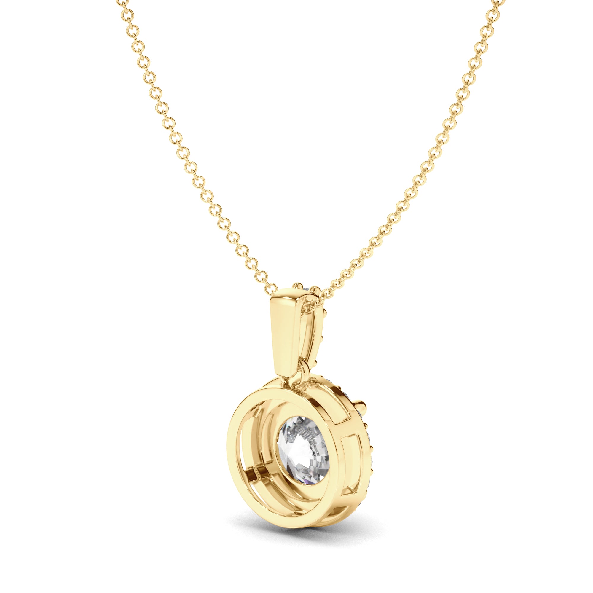 Etta - Round Brilliant Cut Diamond Halo Pendant