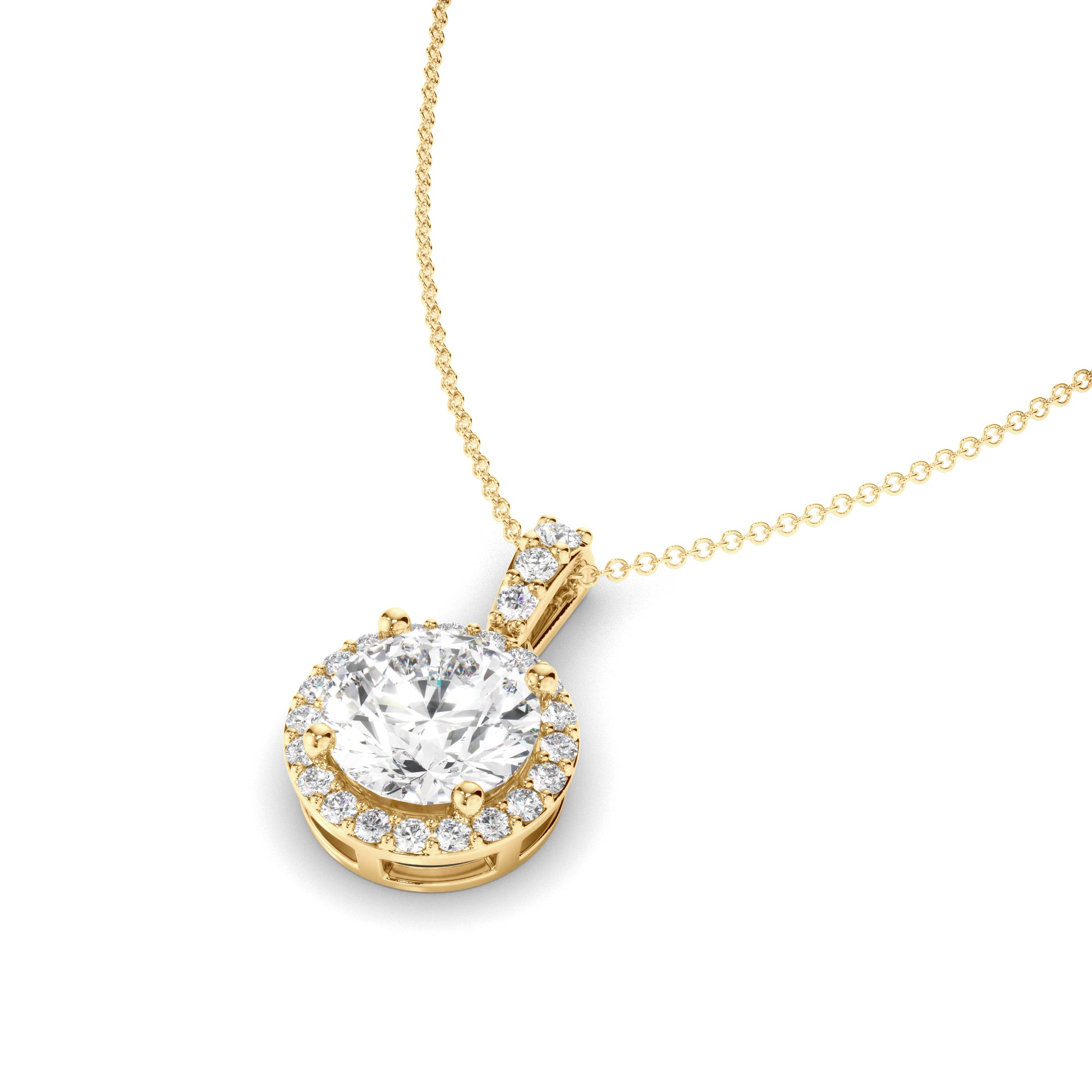 Etta - Round Brilliant Cut Diamond Halo Pendant