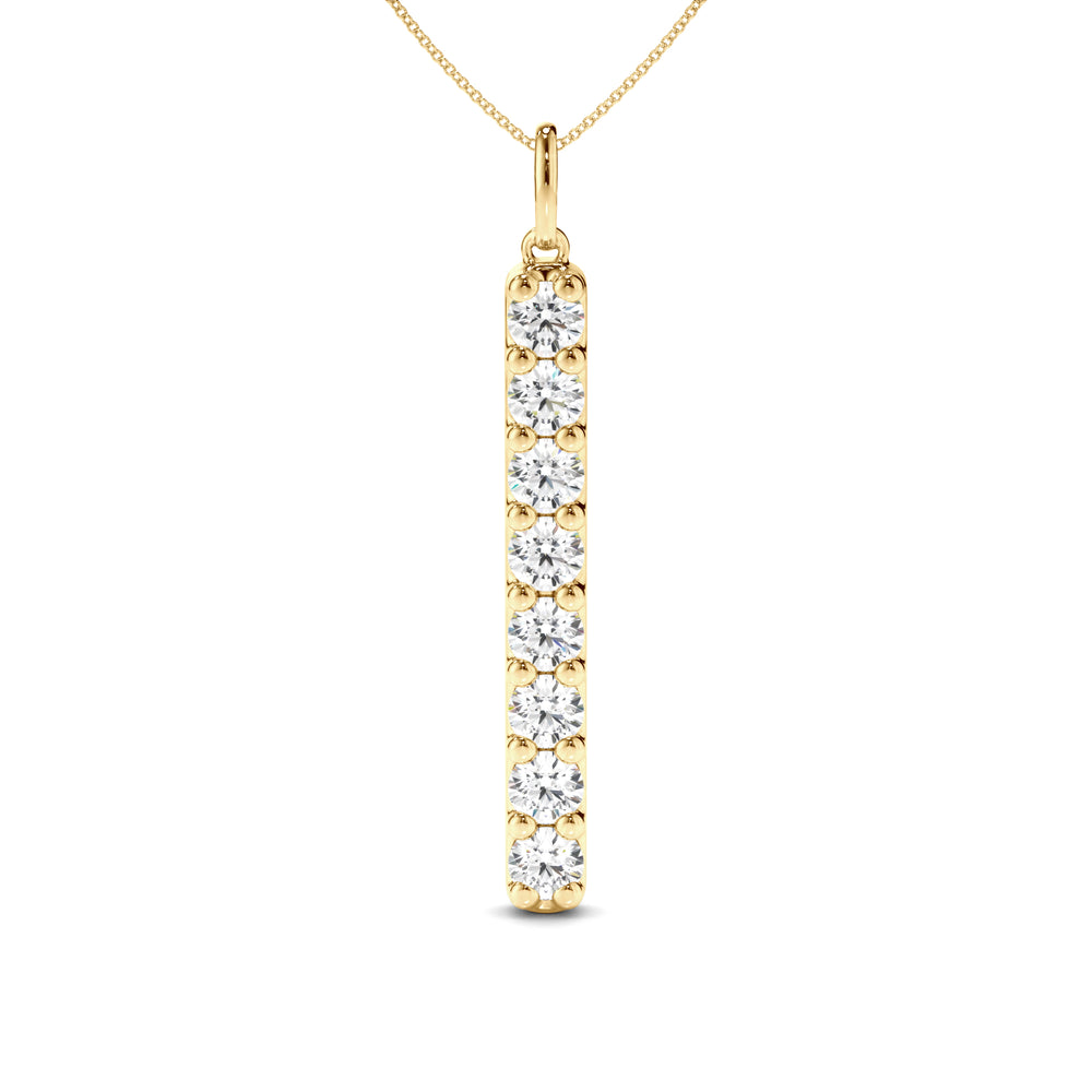 Liora - Round Brilliant Cut Diamond Drop Bar Pendant