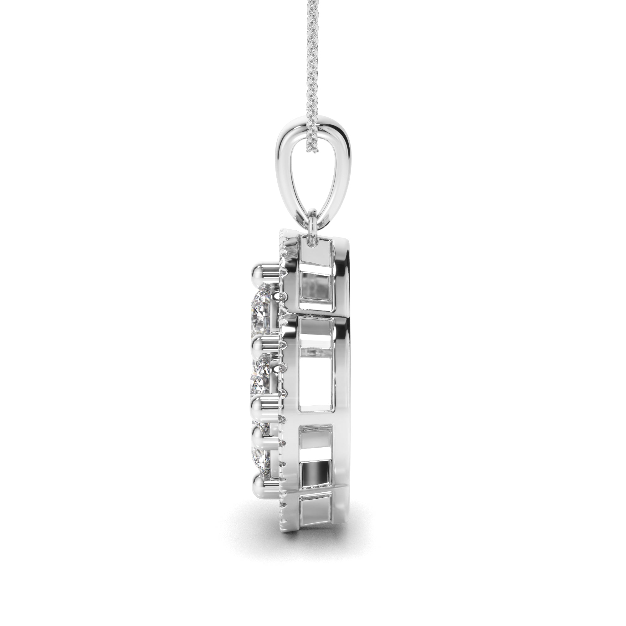 Lucky - Round Brilliant Cut Diamond Clover Pendant