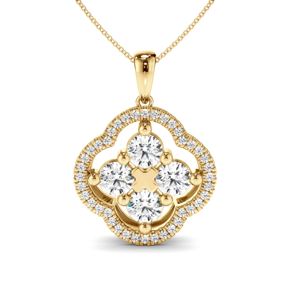 Lucky - Round Brilliant Cut Diamond Clover Pendant