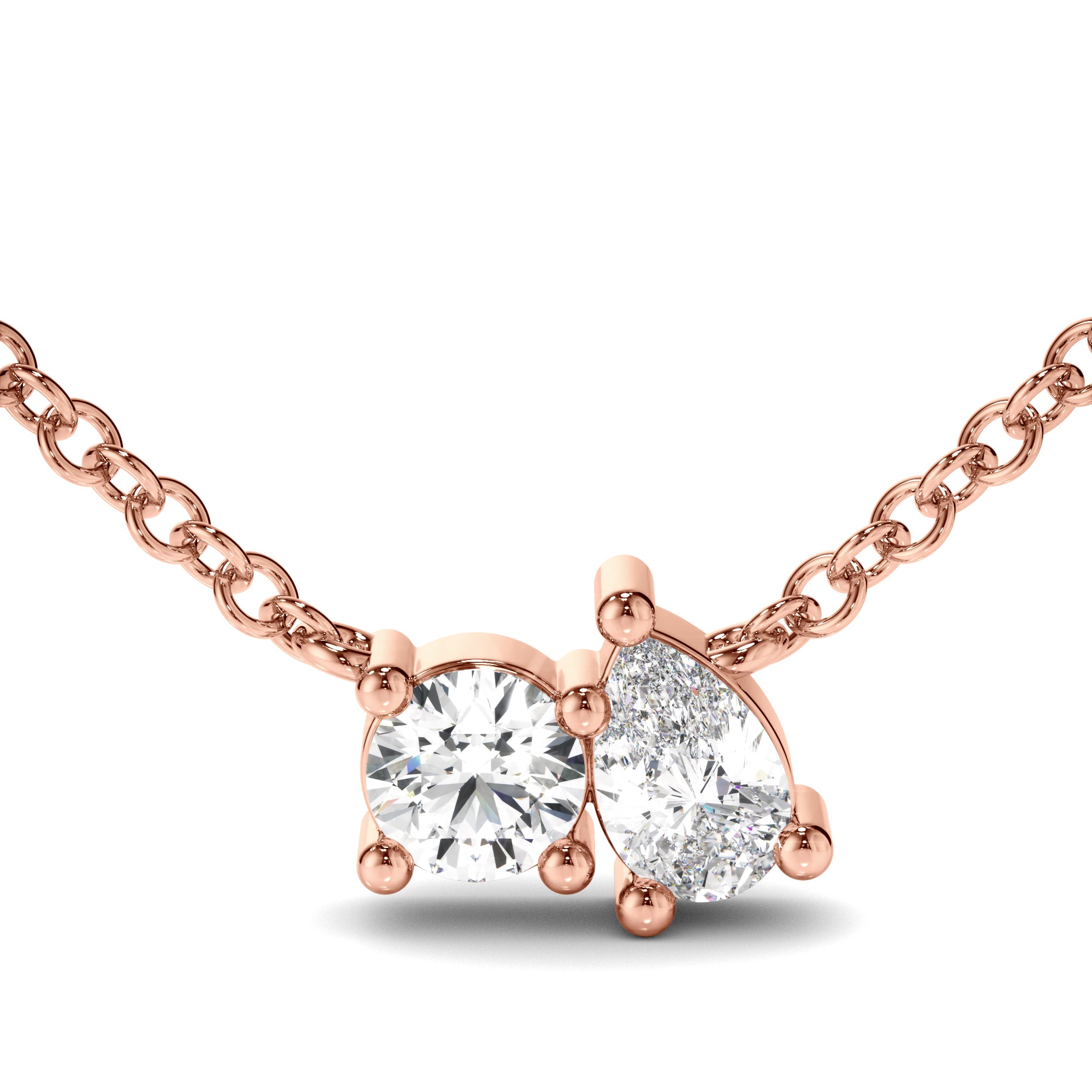 Penrose - Round Brilliant & Pear Cut Diamond Toi et Moi Necklet