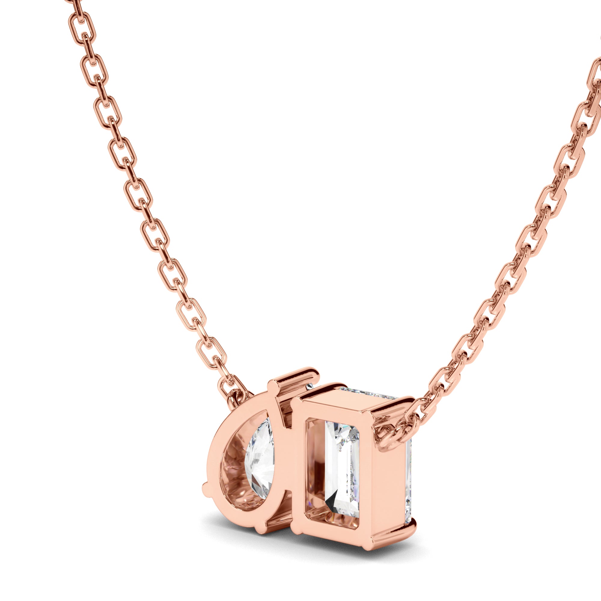 Madeline - Emerald & Pear Cut Diamond Toi et Moi Necklet