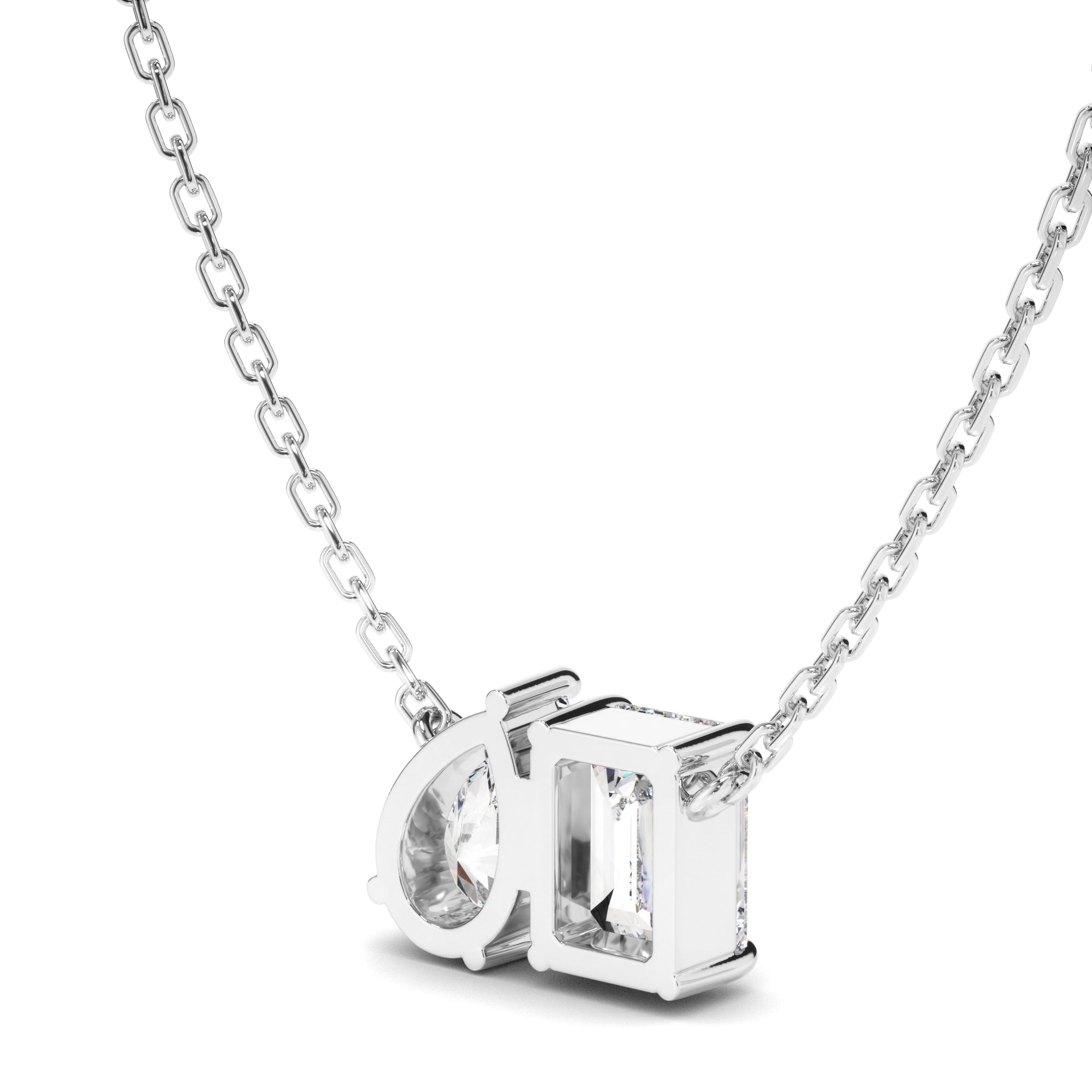 Madeline - Emerald & Pear Cut Diamond Toi et Moi Necklet