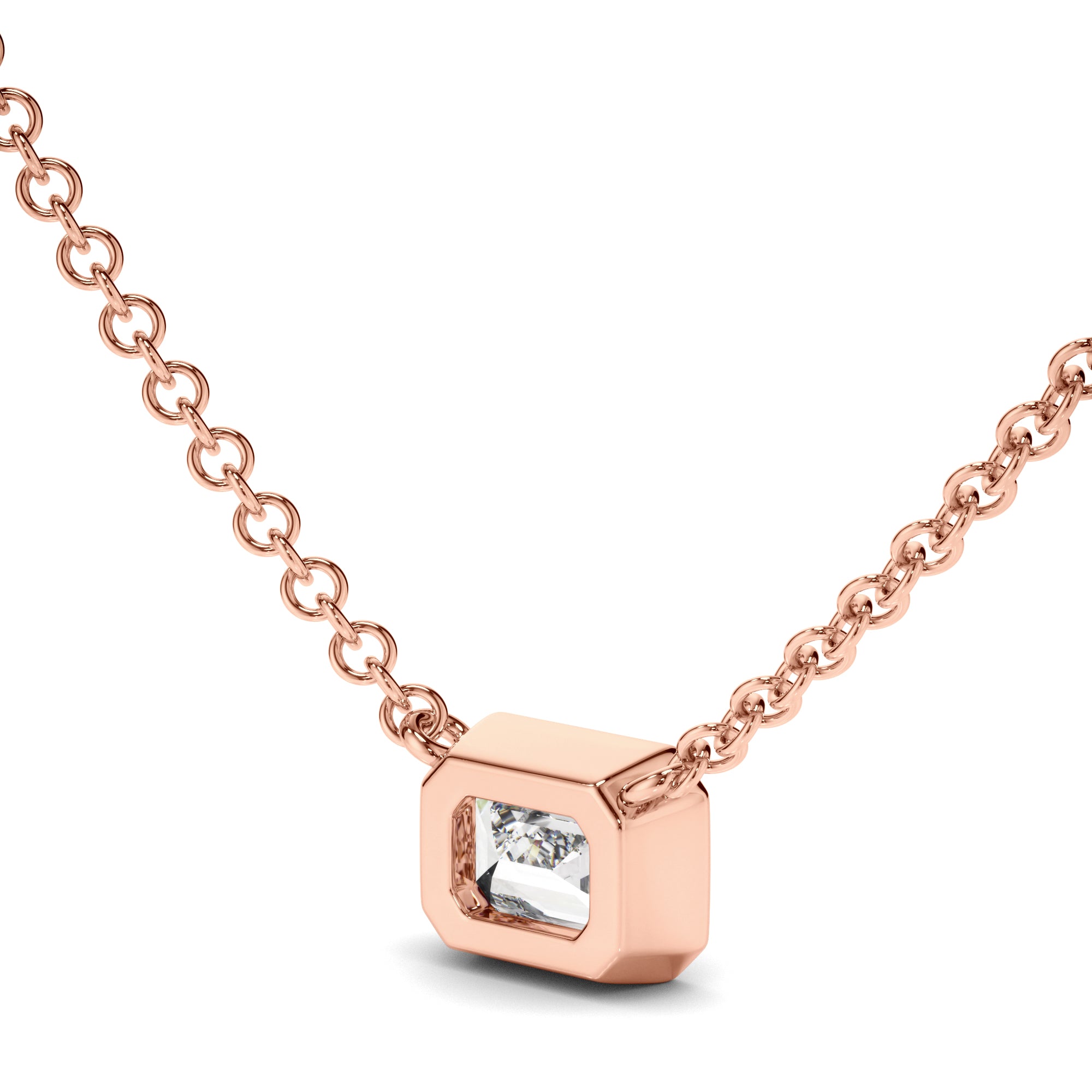 Venus - Emerald Cut Diamond Bezel Set Necklet