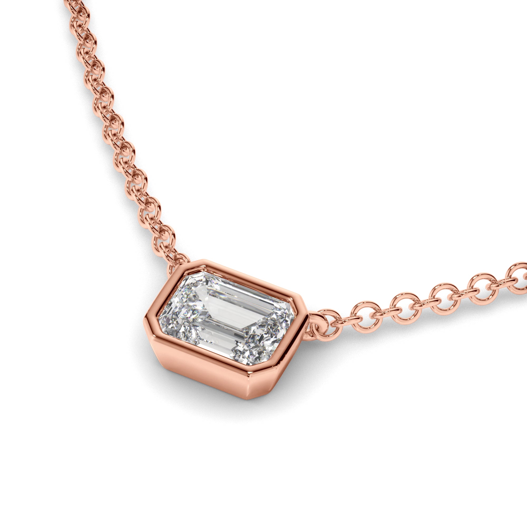 Venus - Emerald Cut Diamond Bezel Set Necklet