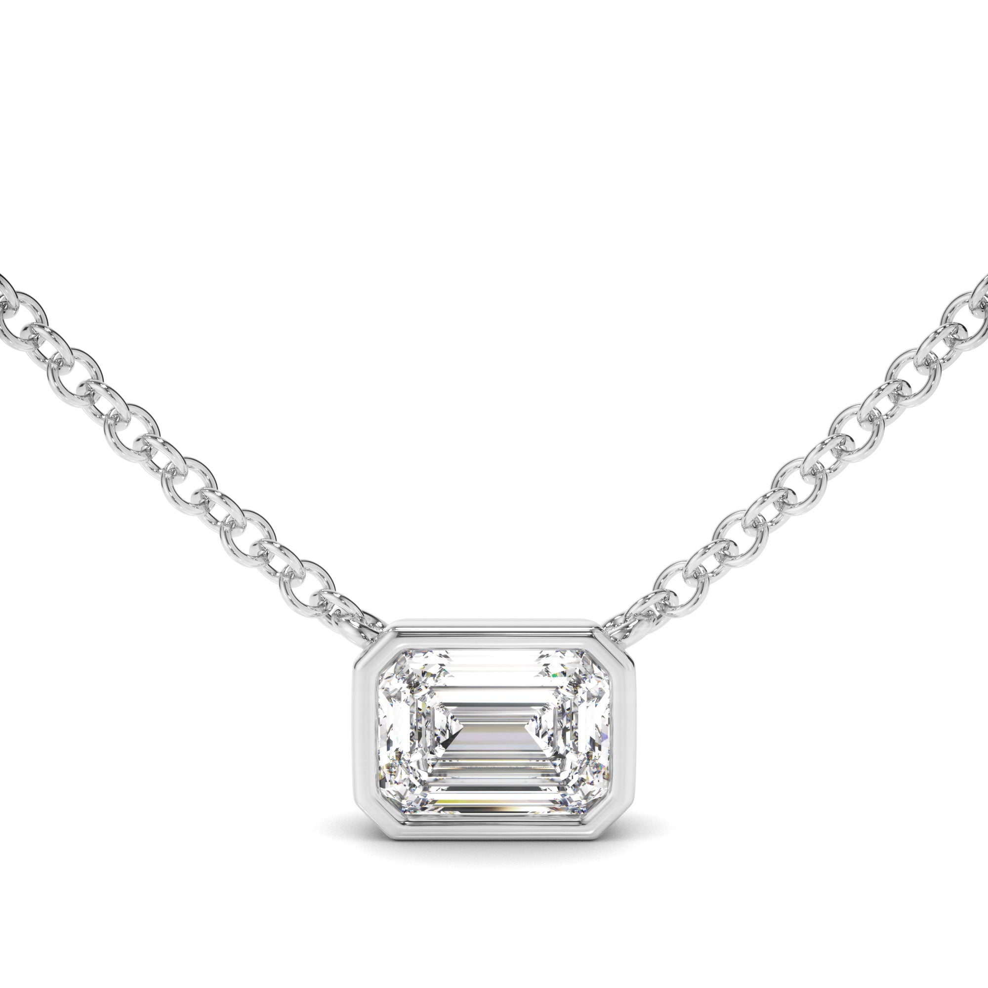 Venus - Emerald Cut Diamond Bezel Set Necklet