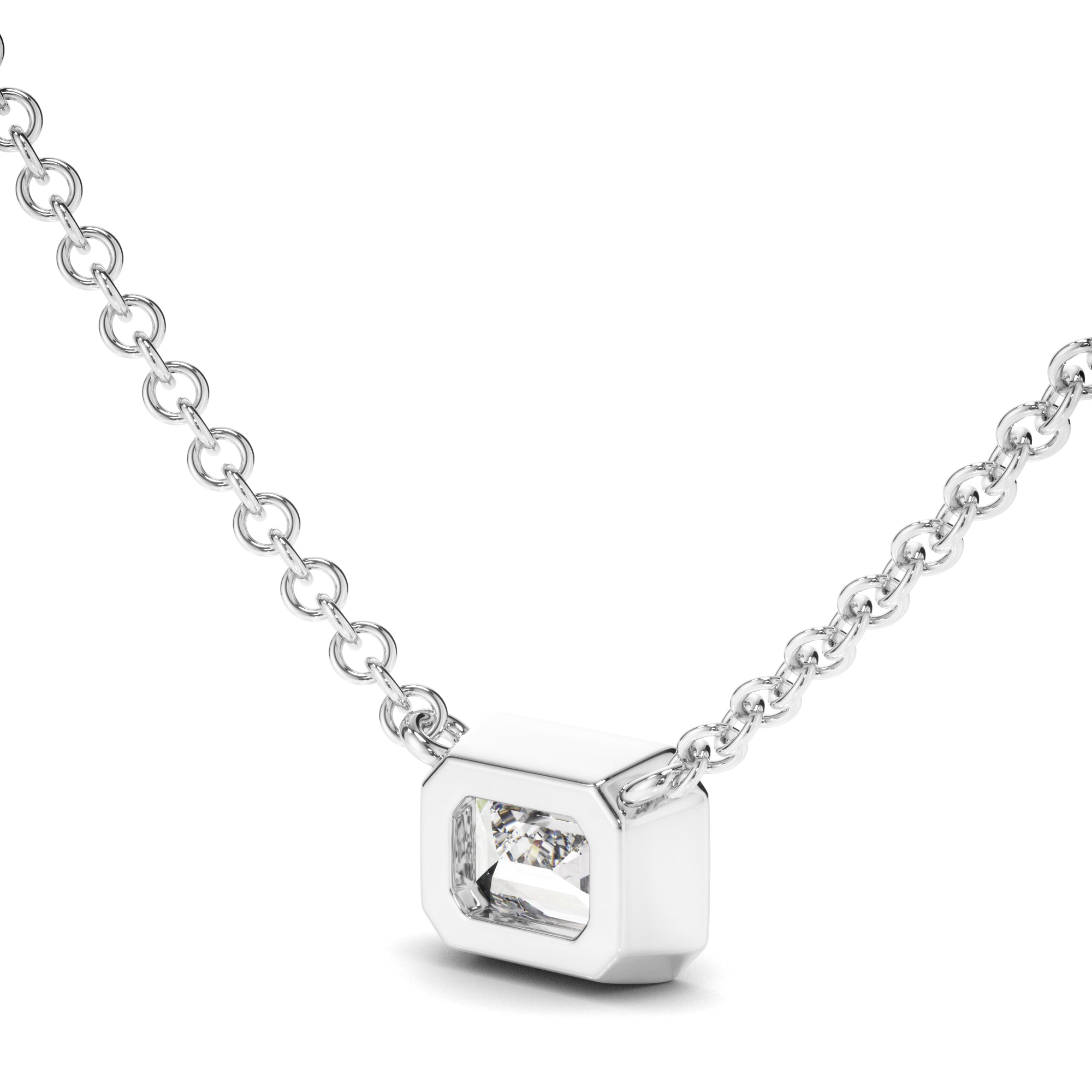 Venus - Emerald Cut Diamond Bezel Set Necklet