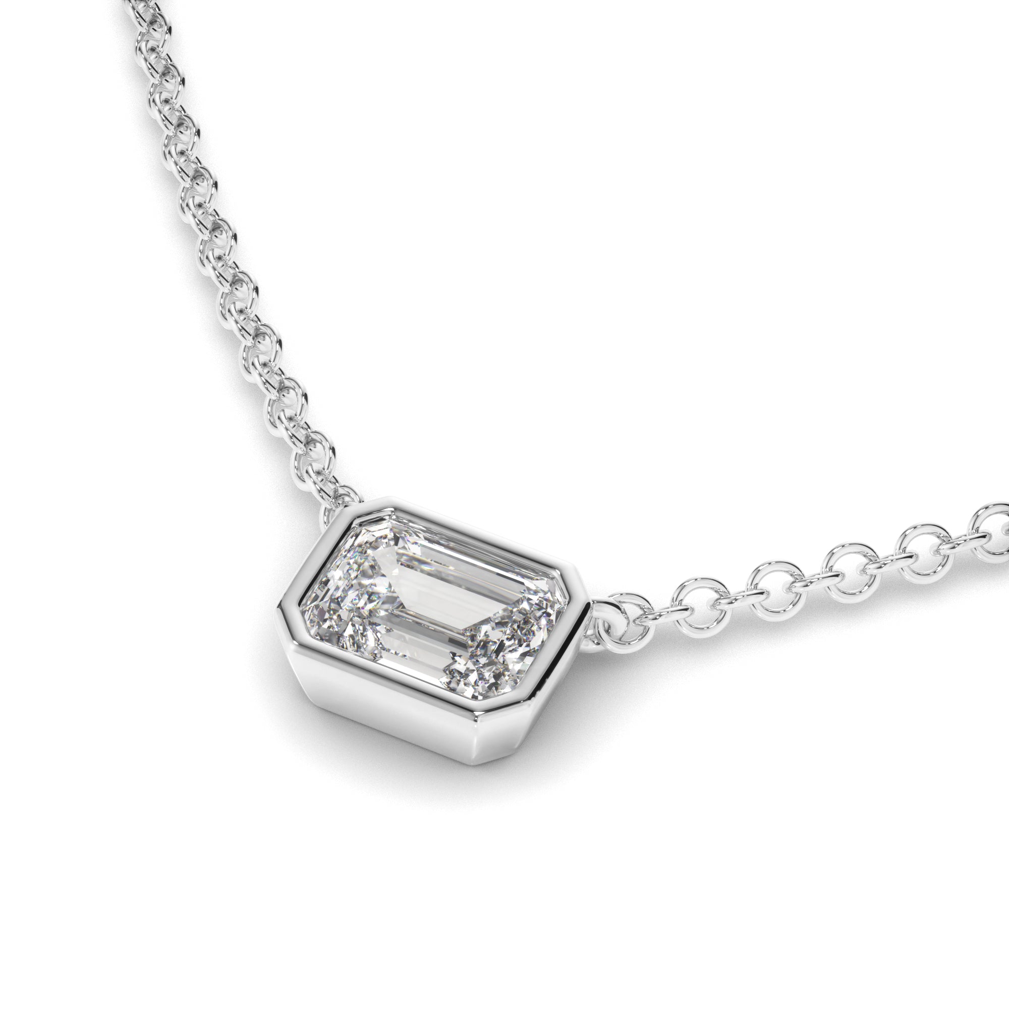 Venus - Emerald Cut Diamond Bezel Set Necklet