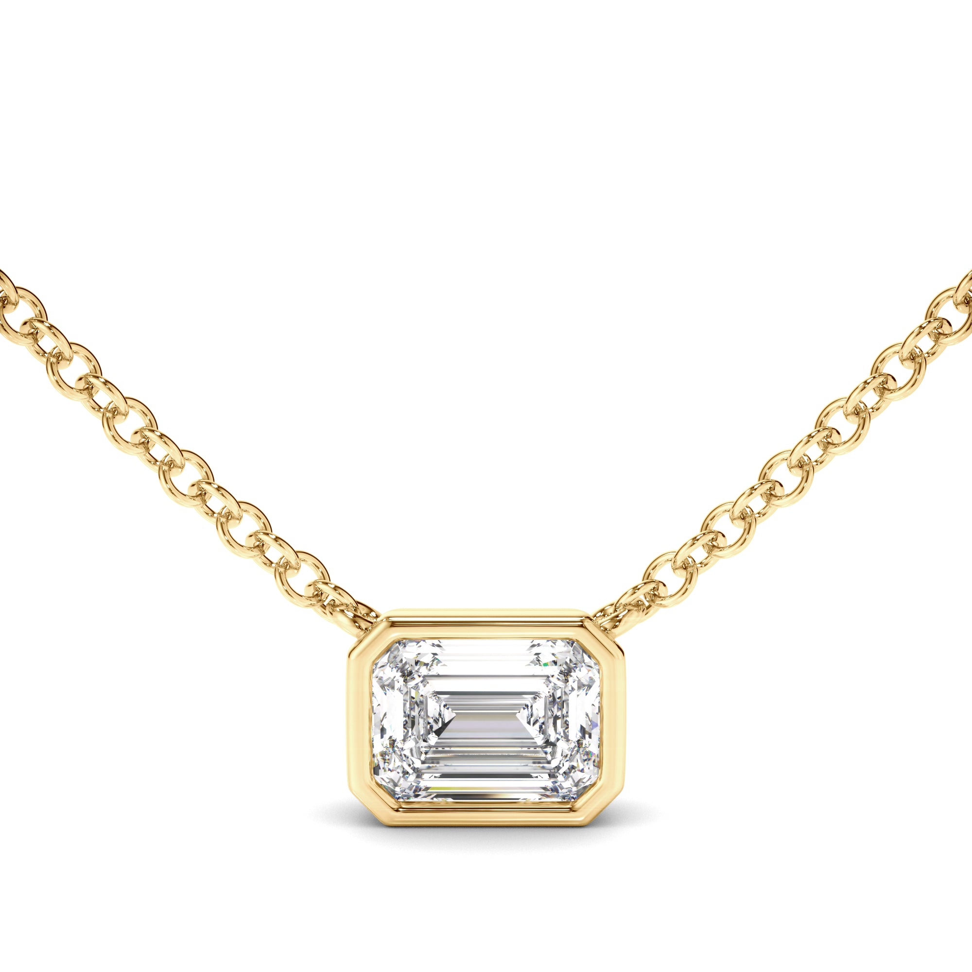 Venus - Emerald Cut Diamond Bezel Set Necklet