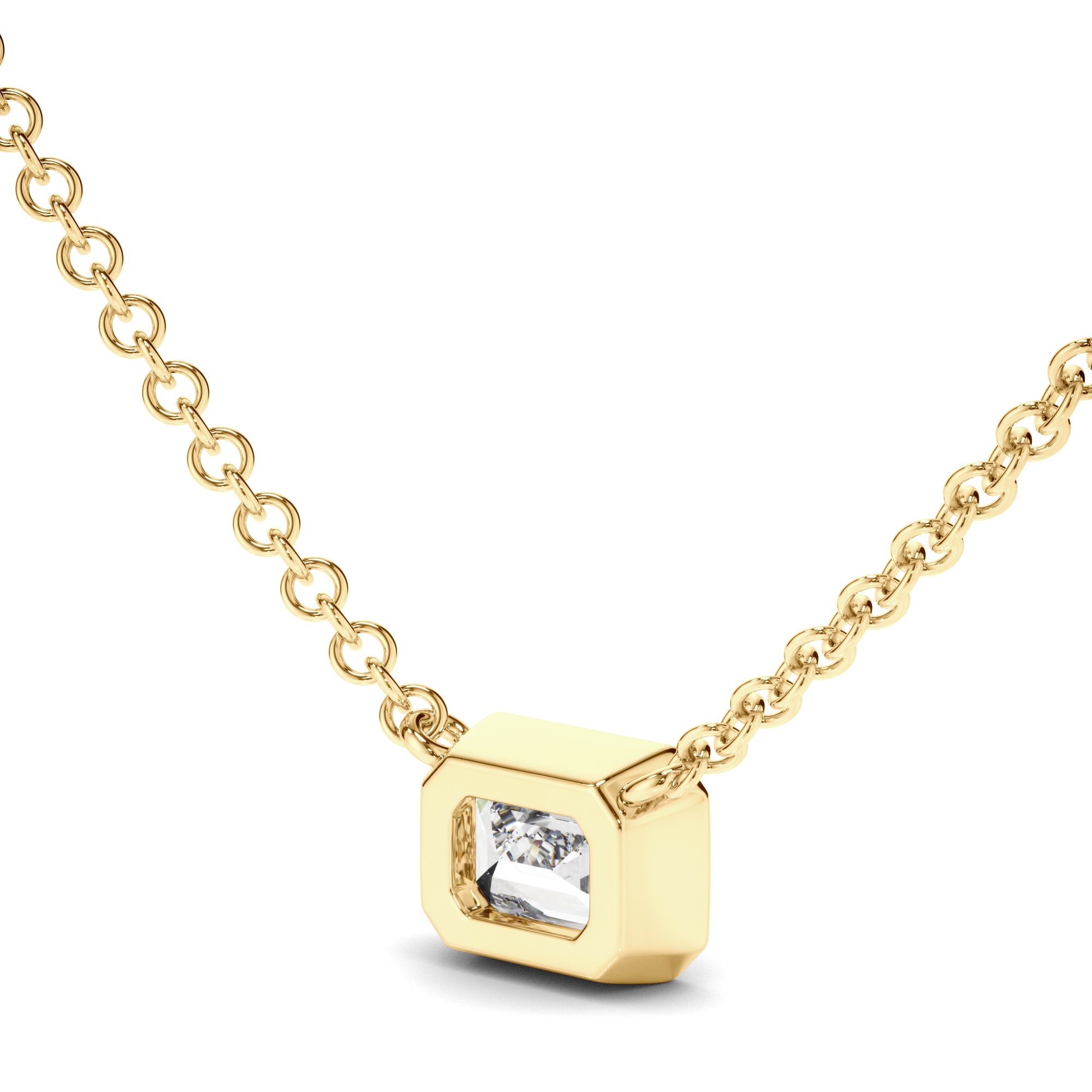 Venus - Emerald Cut Diamond Bezel Set Necklet