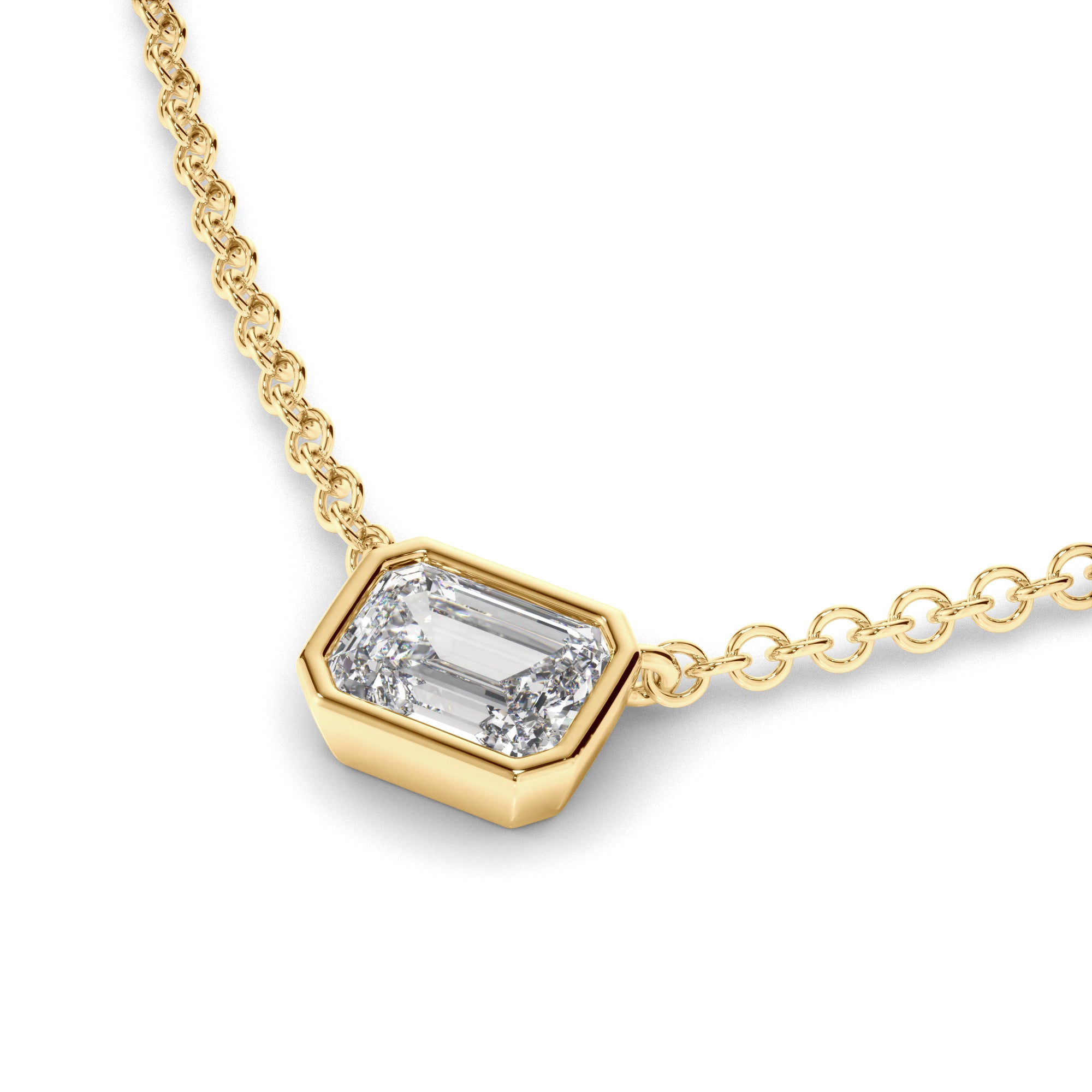 Venus - Emerald Cut Diamond Bezel Set Necklet