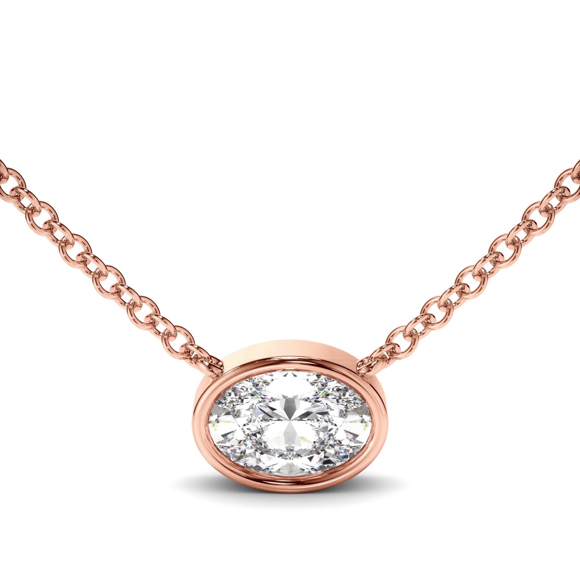 Arabella - Oval Cut Diamond Bezel Set Necklet