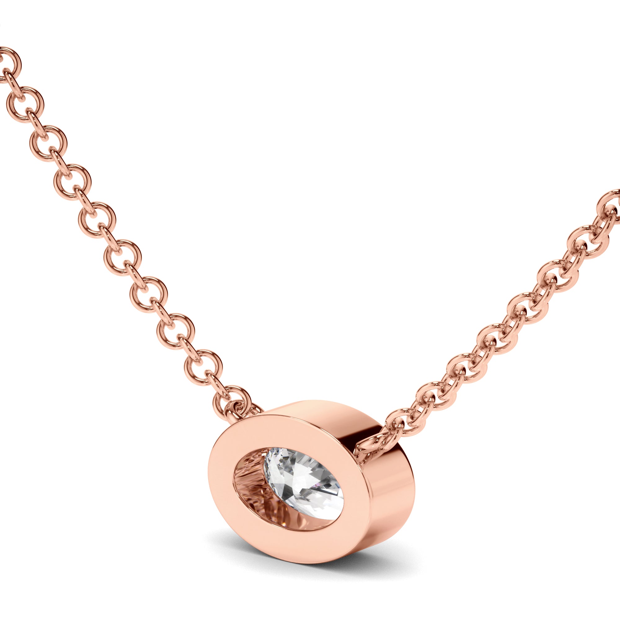 Arabella - Oval Cut Diamond Bezel Set Necklet
