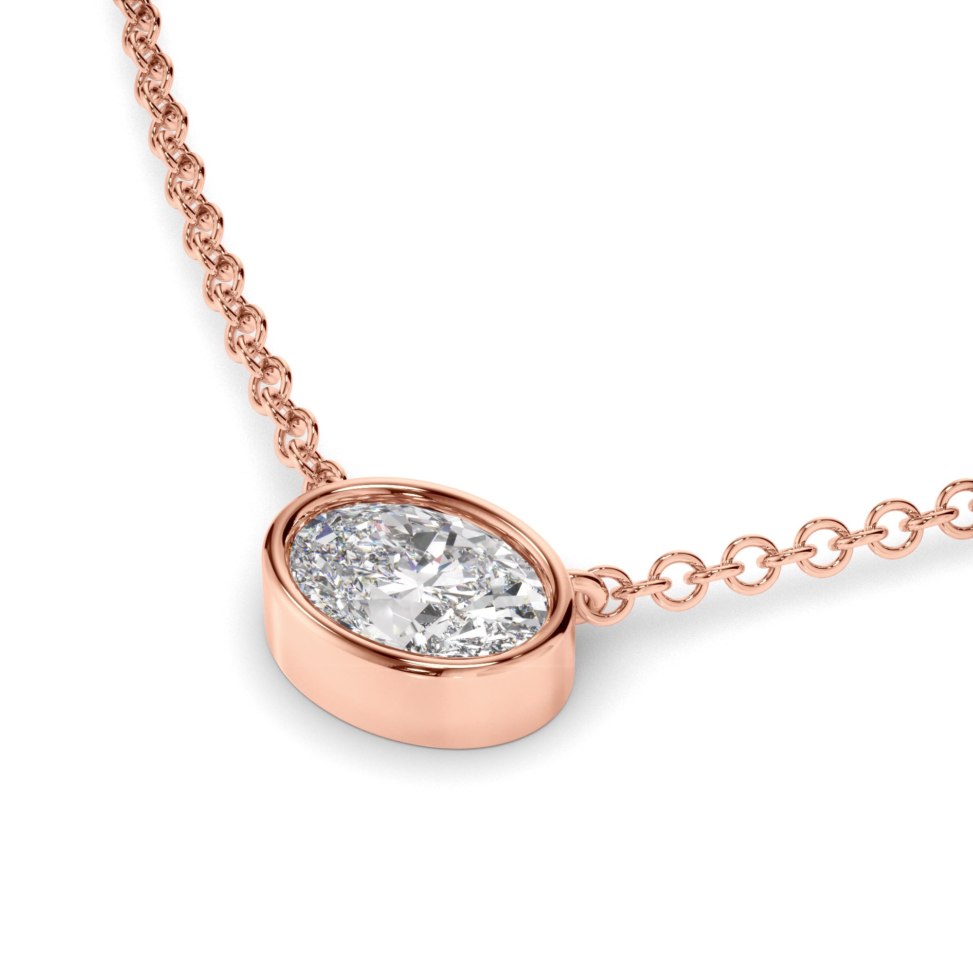 Arabella - Oval Cut Diamond Bezel Set Necklet