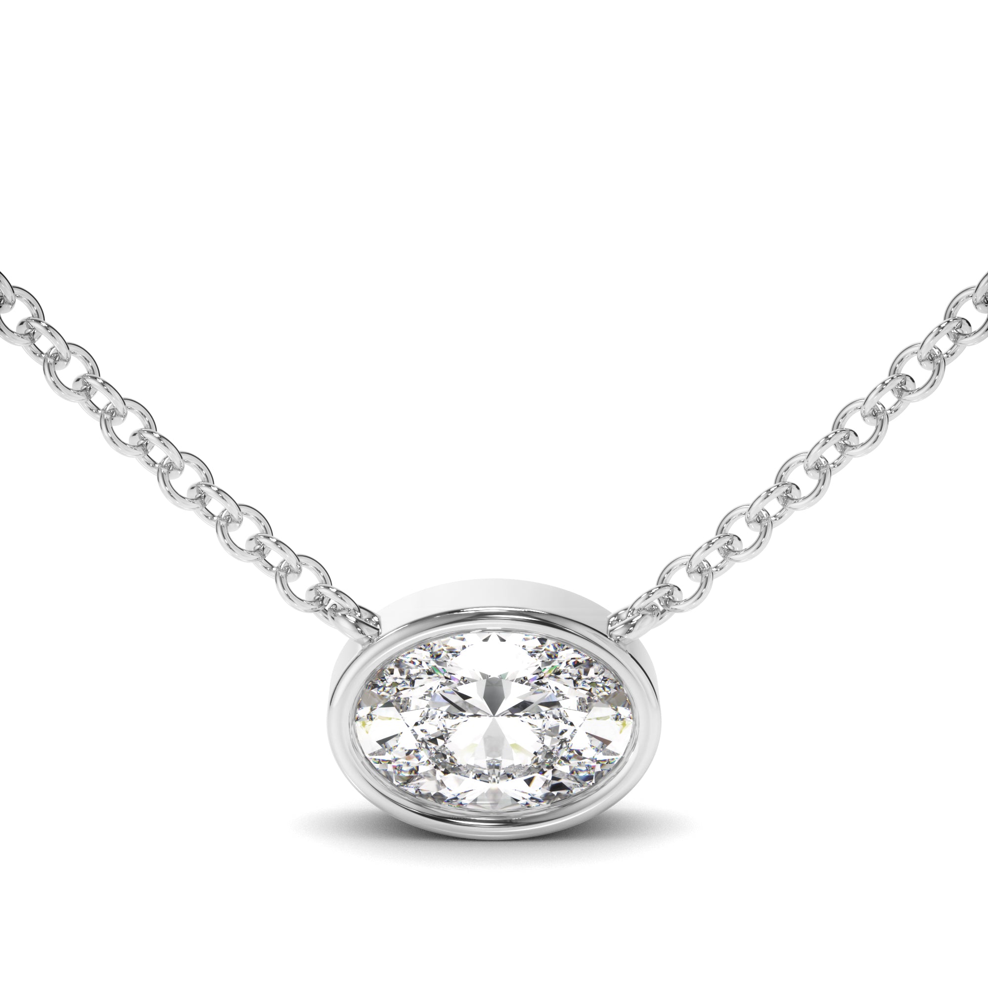 Arabella - Oval Cut Diamond Bezel Set Necklet