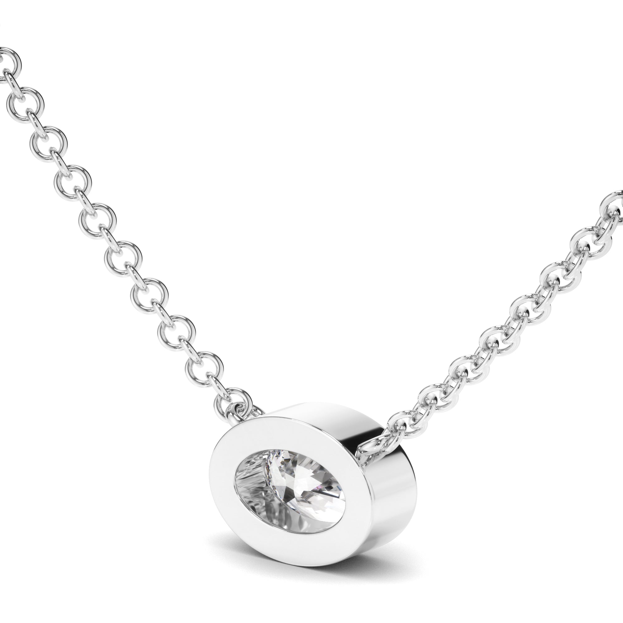 Arabella - Oval Cut Diamond Bezel Set Necklet