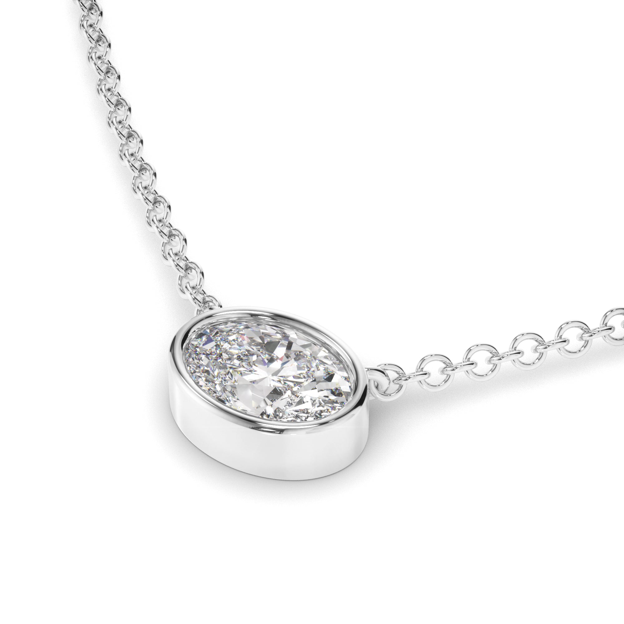 Arabella - Oval Cut Diamond Bezel Set Necklet