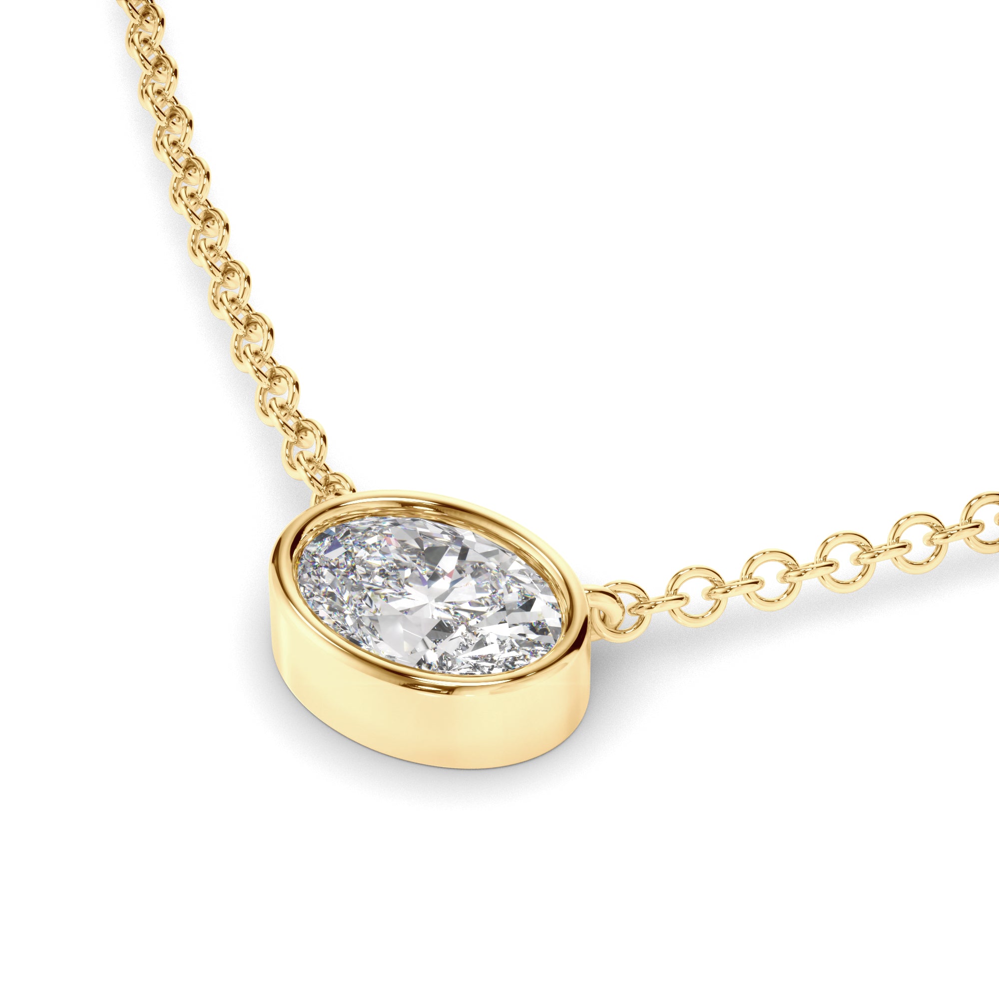 Arabella - Oval Cut Diamond Bezel Set Necklet