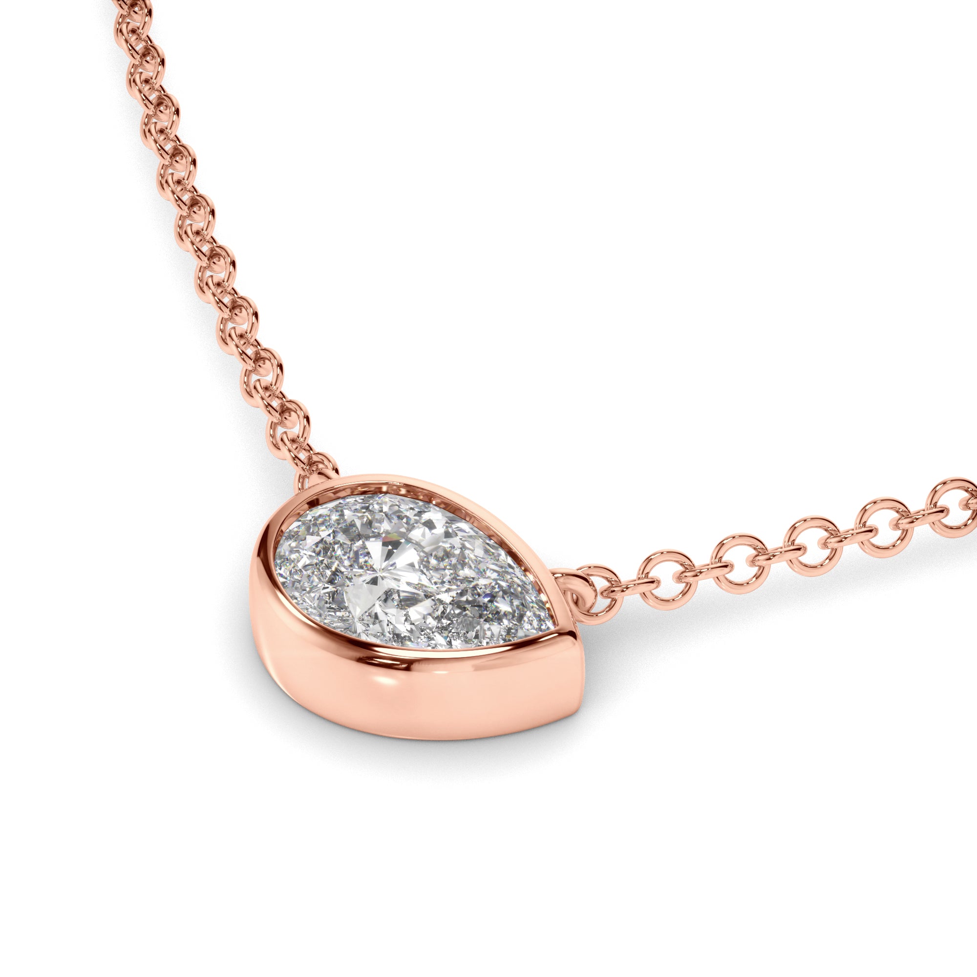 Clarisse - East West Pear Cut Diamond Bezel Set Necklet