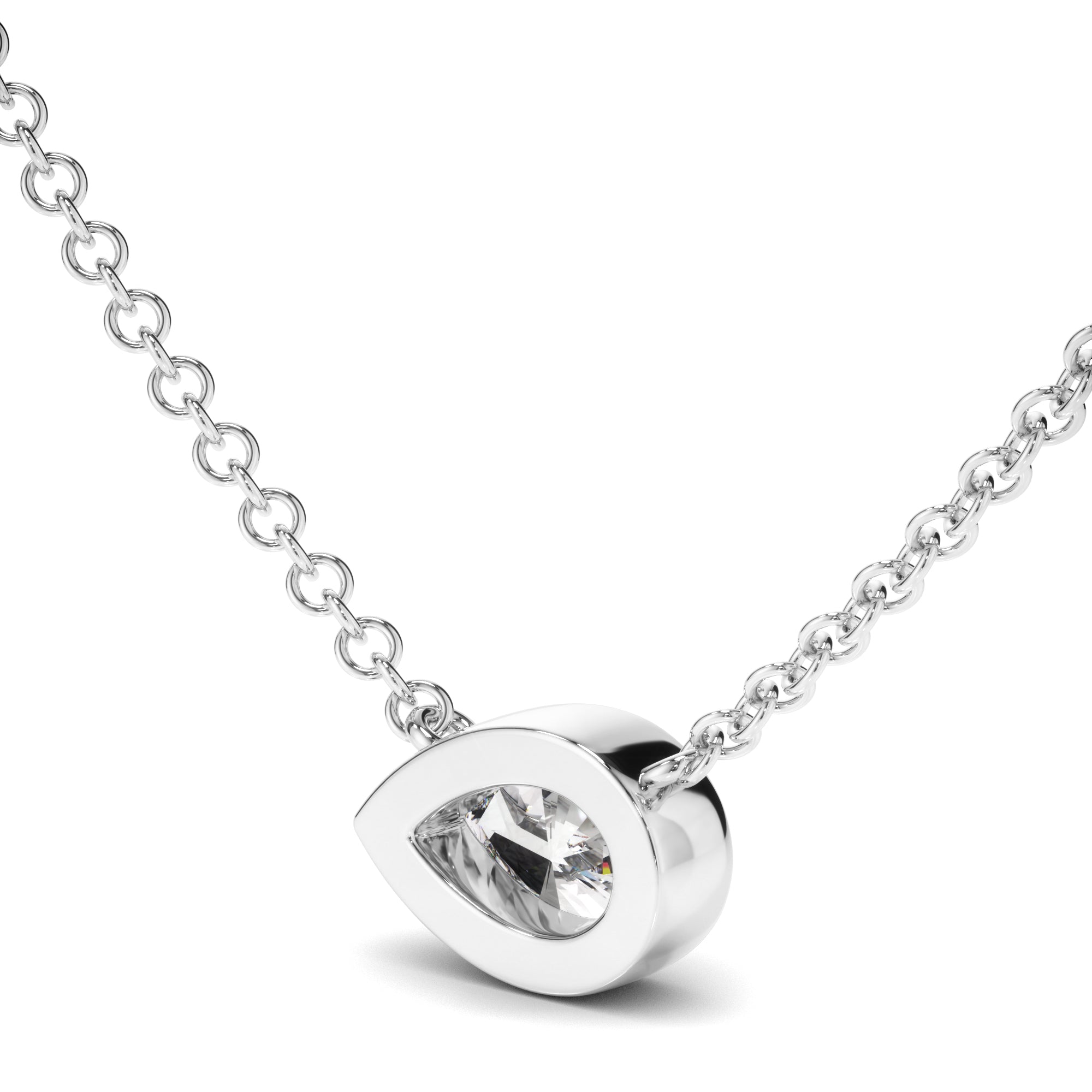 Clarisse - East West Pear Cut Diamond Bezel Set Necklet