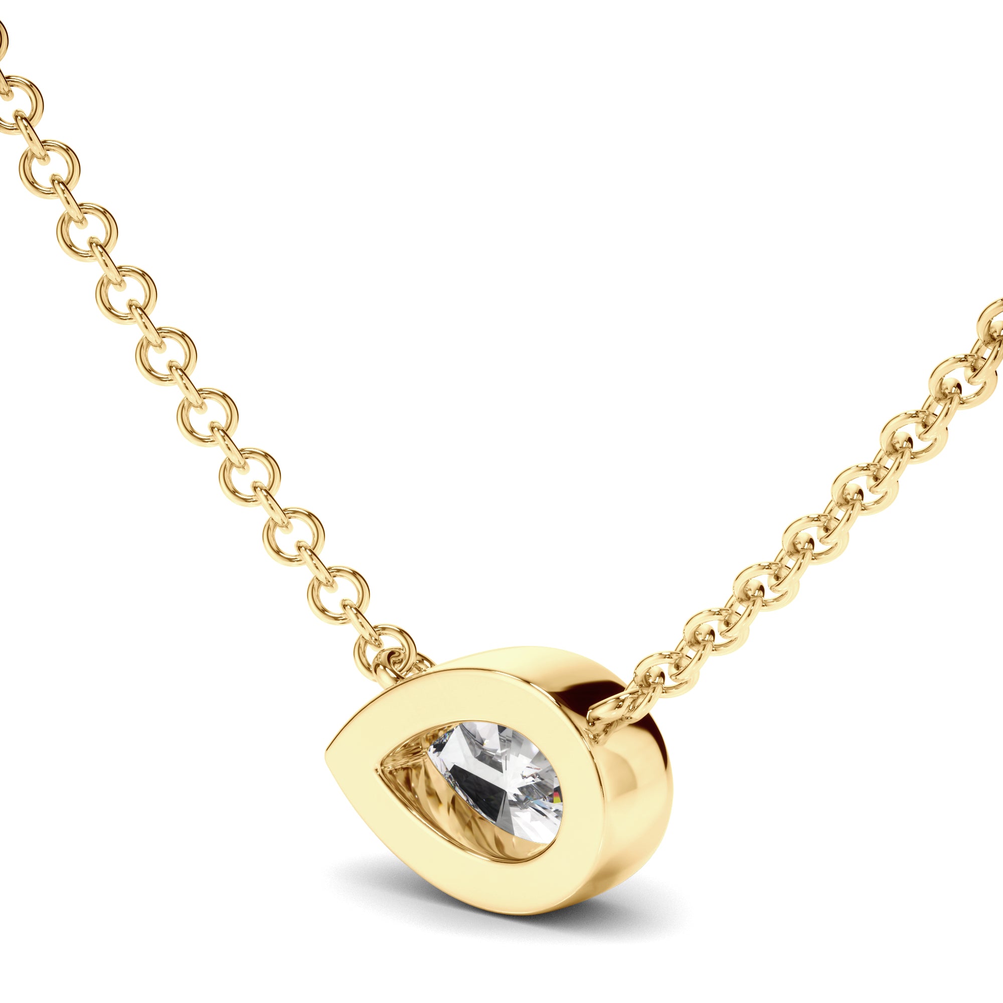 Clarisse - East West Pear Cut Diamond Bezel Set Necklet