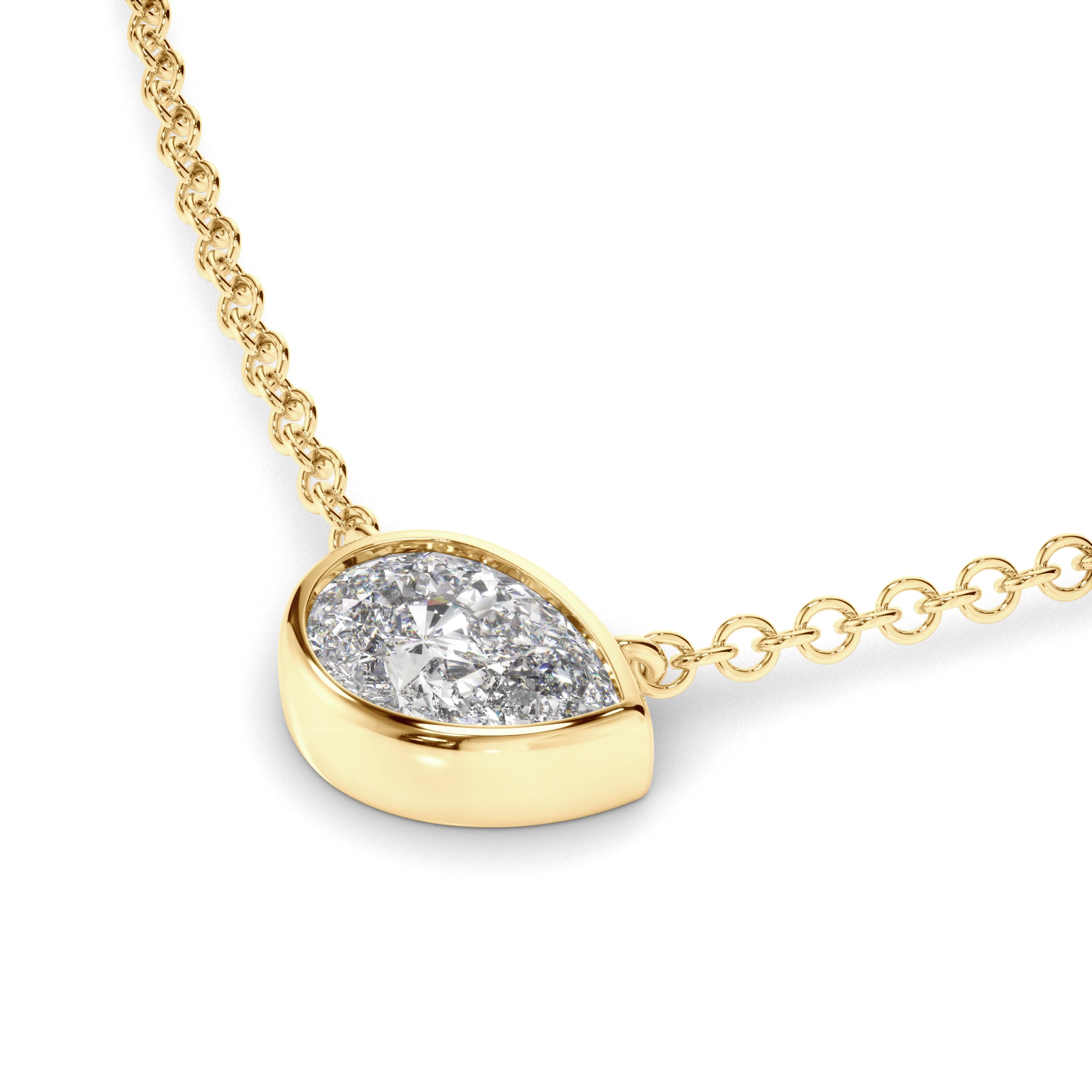 Clarisse - East West Pear Cut Diamond Bezel Set Necklet