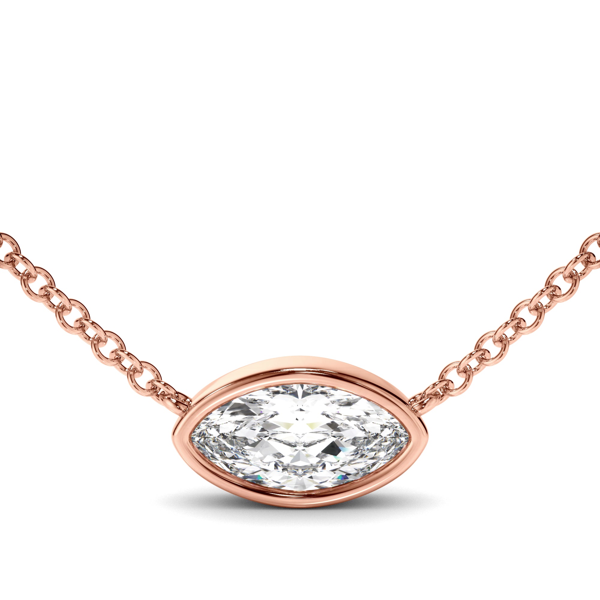 Annalise - East West Marquise Cut Diamond Bezel Set Solitaire Necklet