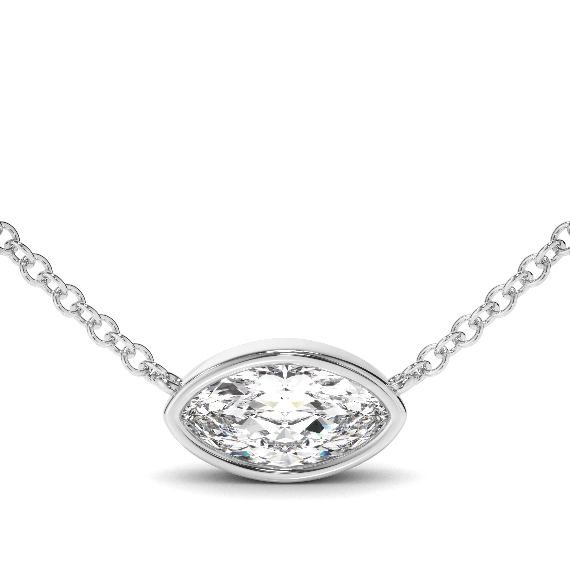 Annalise - East West Marquise Cut Diamond Bezel Set Solitaire Necklet