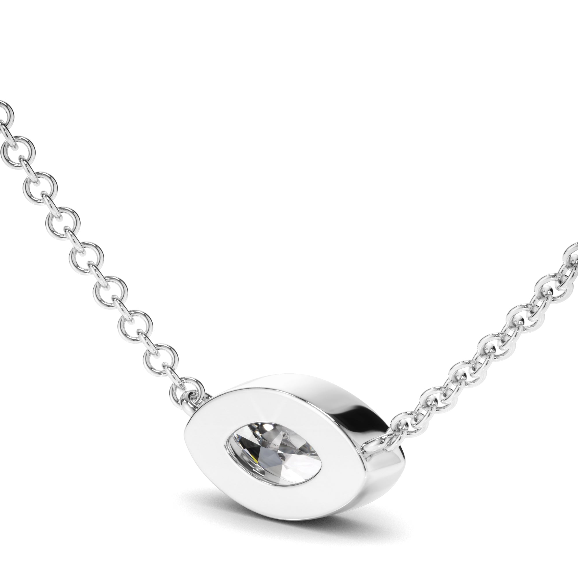 Annalise - East West Marquise Cut Diamond Bezel Set Solitaire Necklet