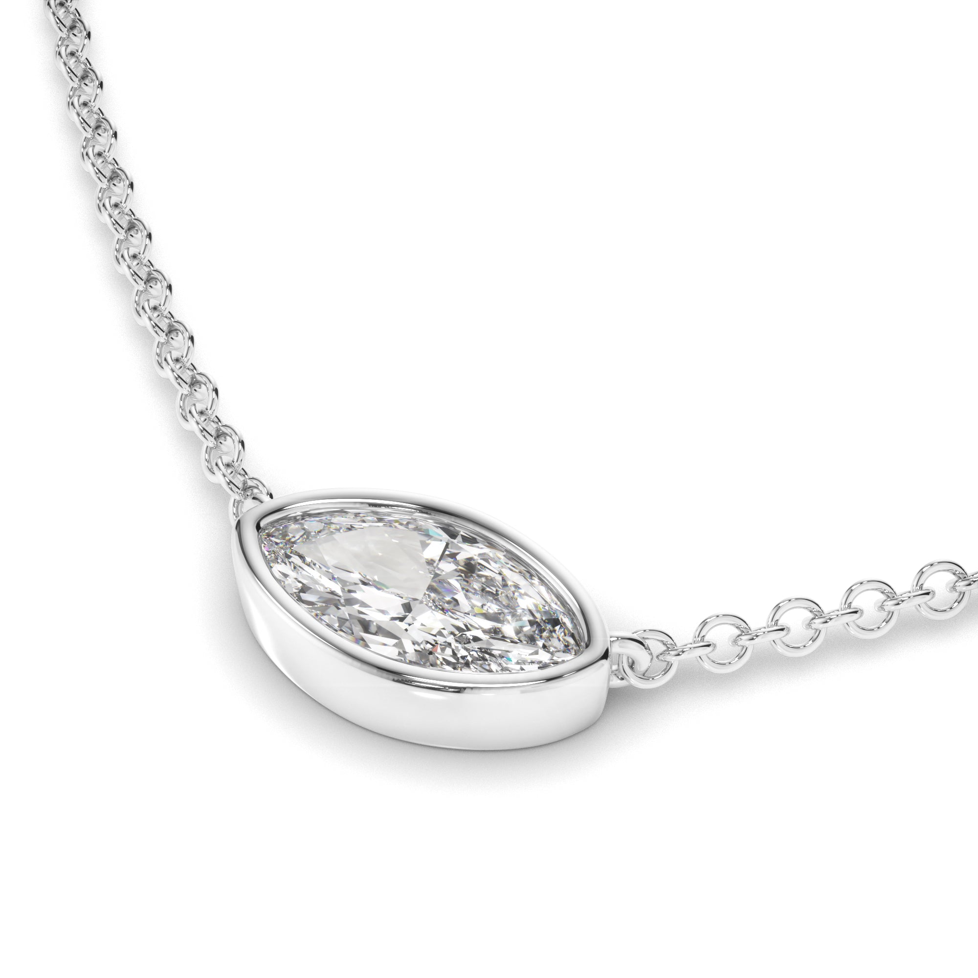 Annalise - East West Marquise Cut Diamond Bezel Set Solitaire Necklet