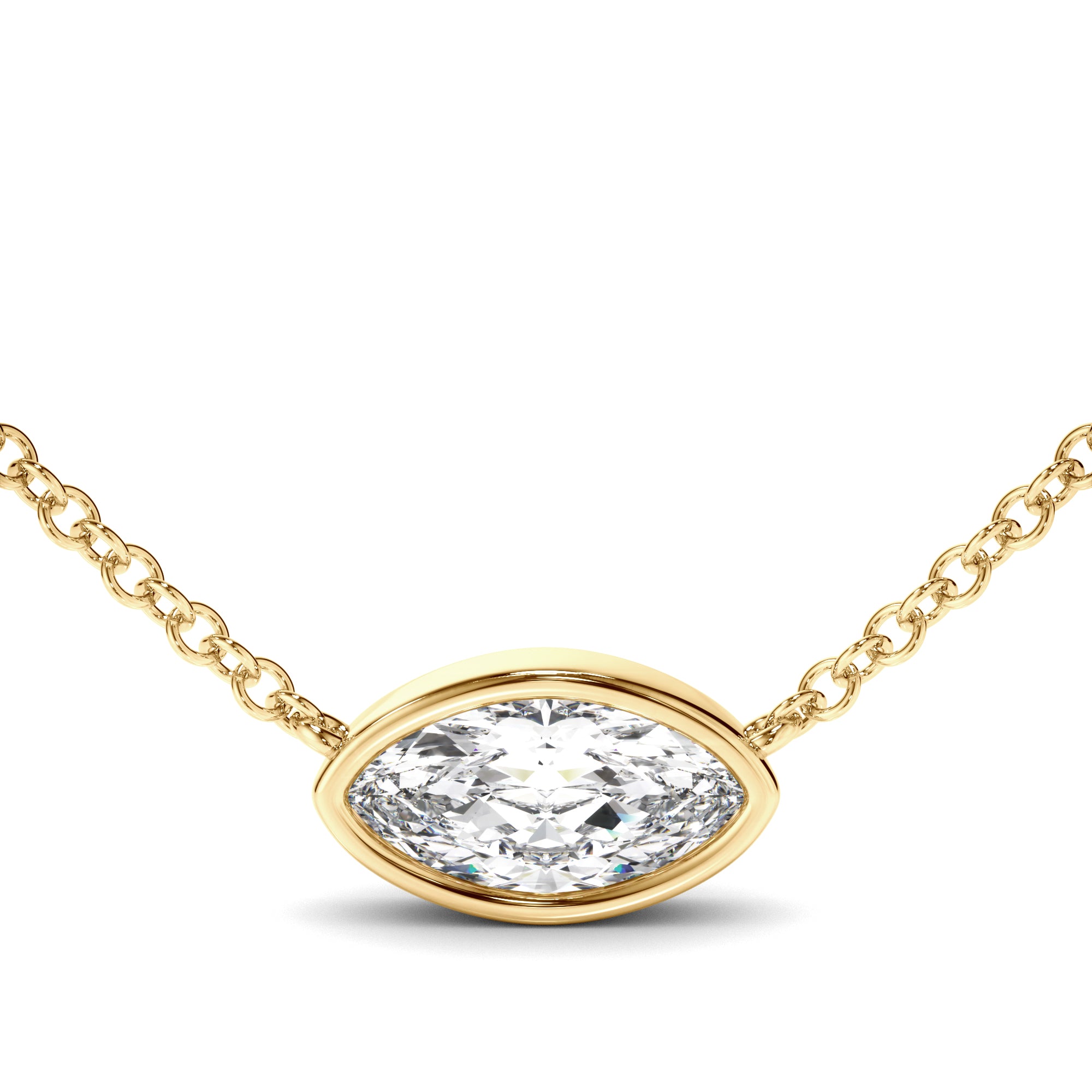 Annalise - East West Marquise Cut Diamond Bezel Set Solitaire Necklet