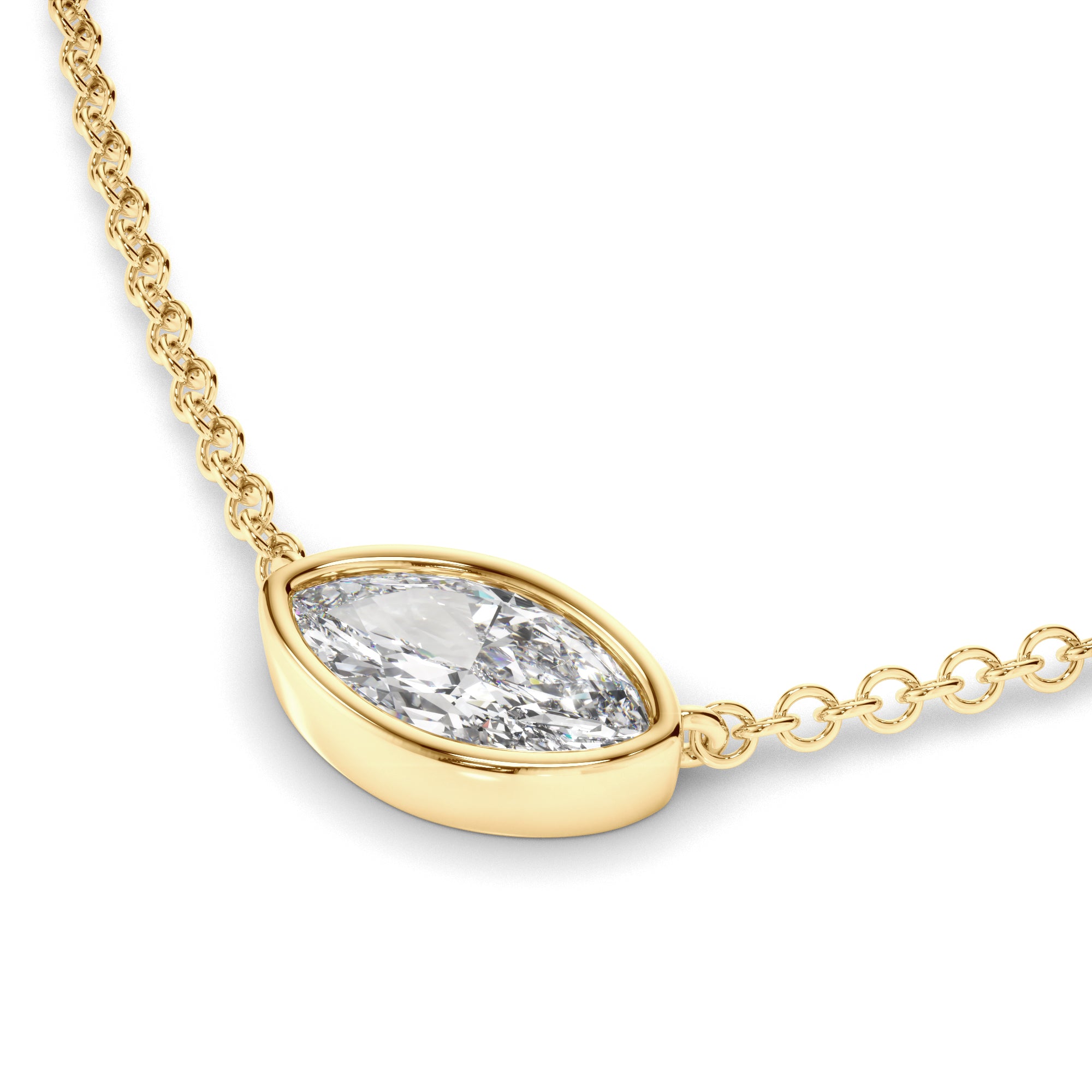 Annalise - East West Marquise Cut Diamond Bezel Set Solitaire Necklet