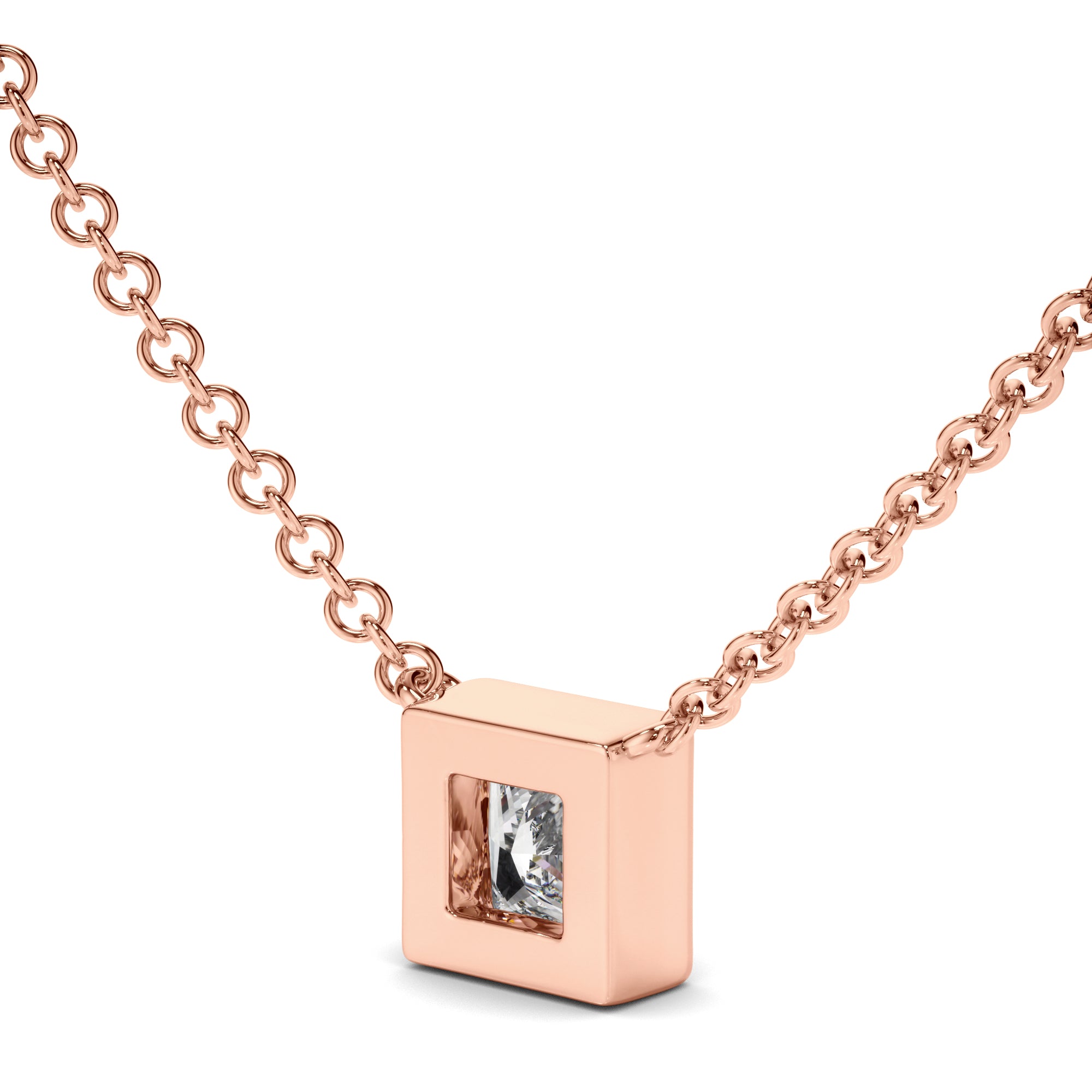 Gabrielle - Princess Cut Diamond Bezel Set Necklet