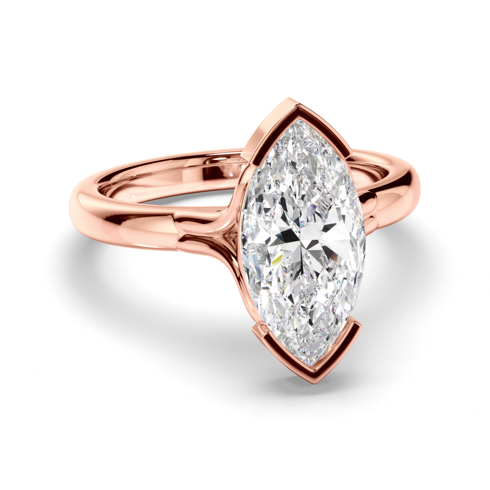 Aloura - Marquise Cut Diamond Engagement Half Bezel Setting