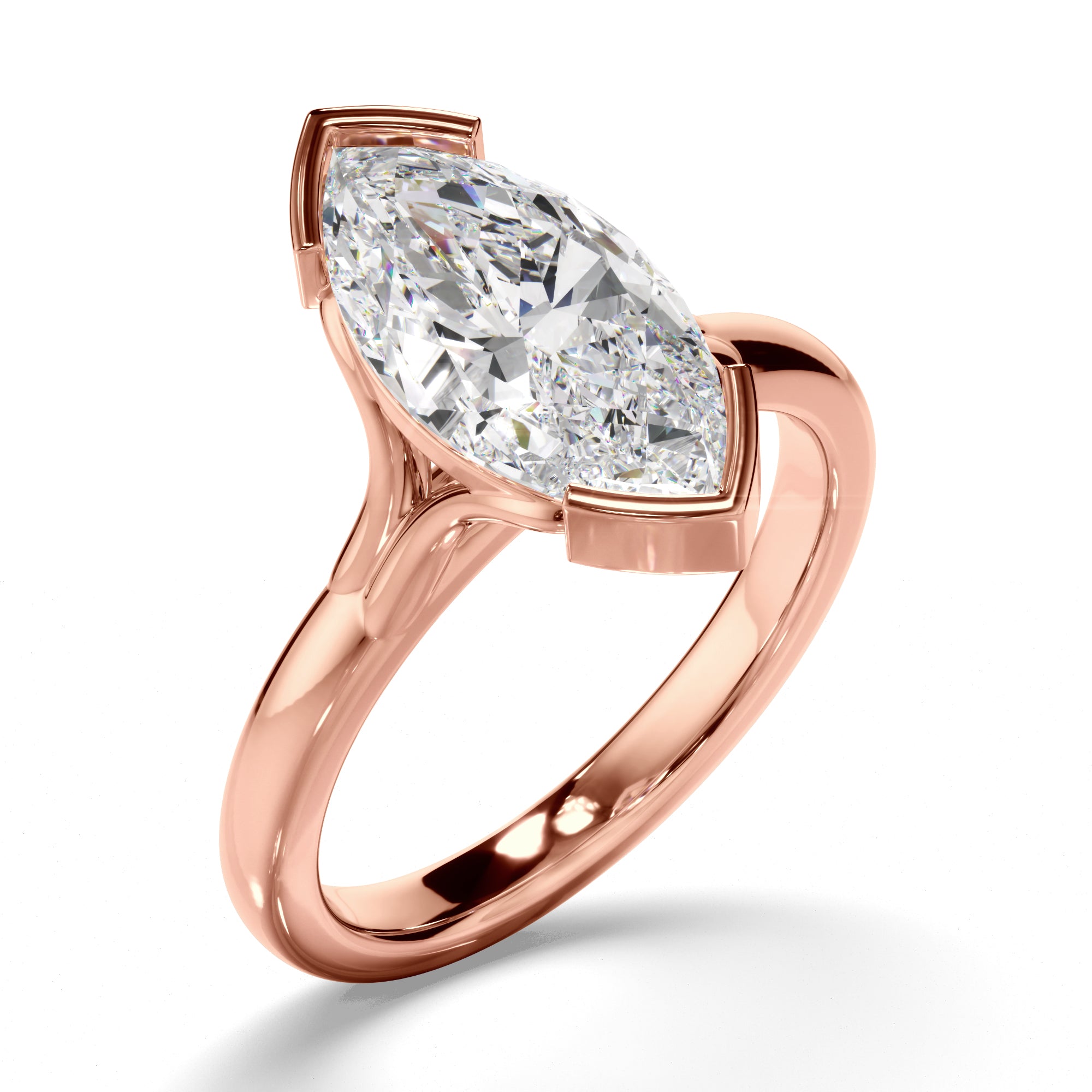 Aloura - Marquise Cut Diamond Engagement Half Bezel Setting