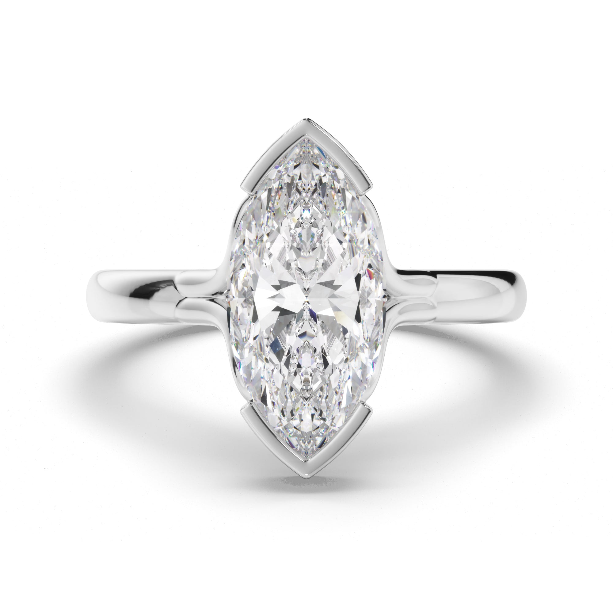 Aloura - Marquise Cut Diamond Engagement Half Bezel Setting