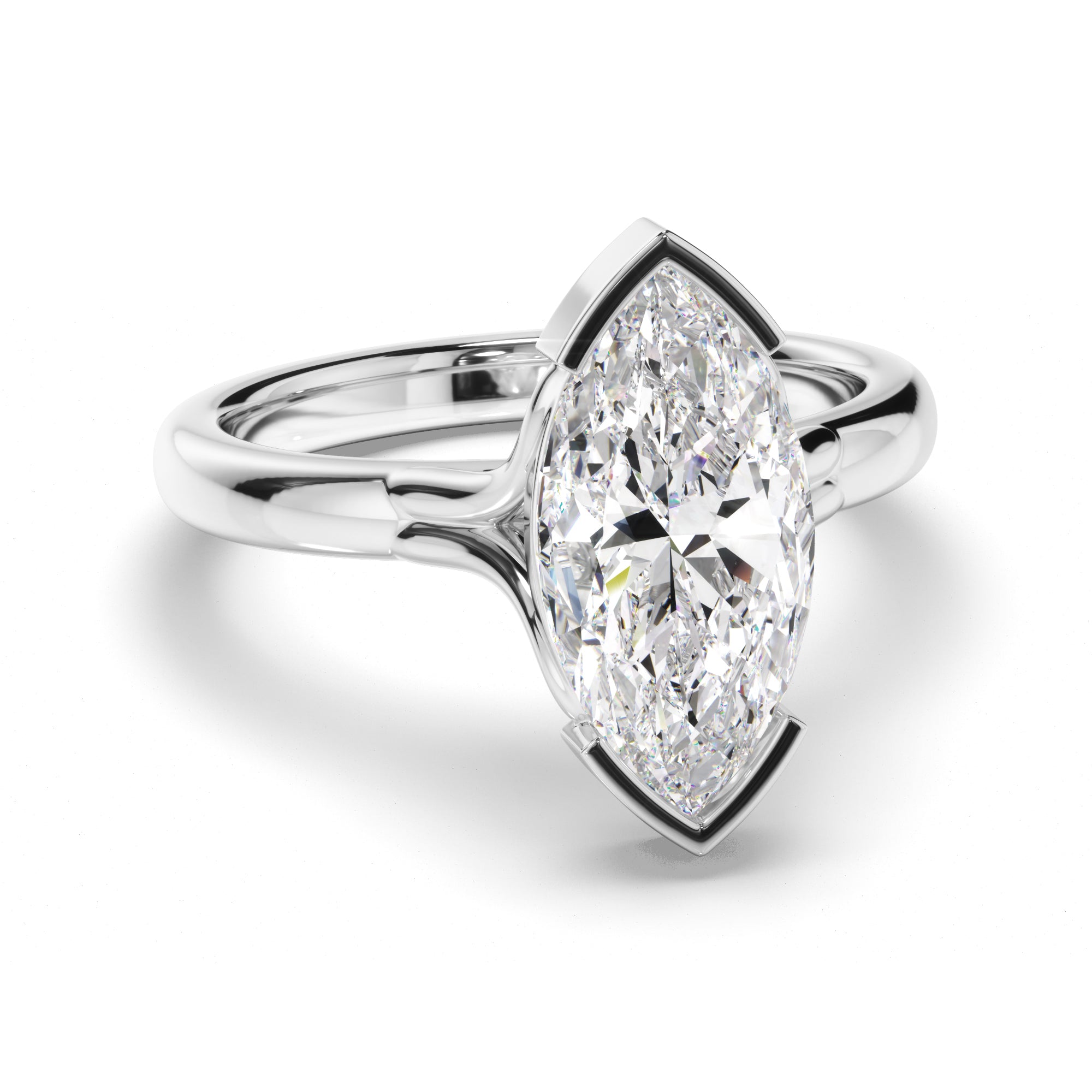 Aloura - Marquise Cut Diamond Engagement Half Bezel Setting