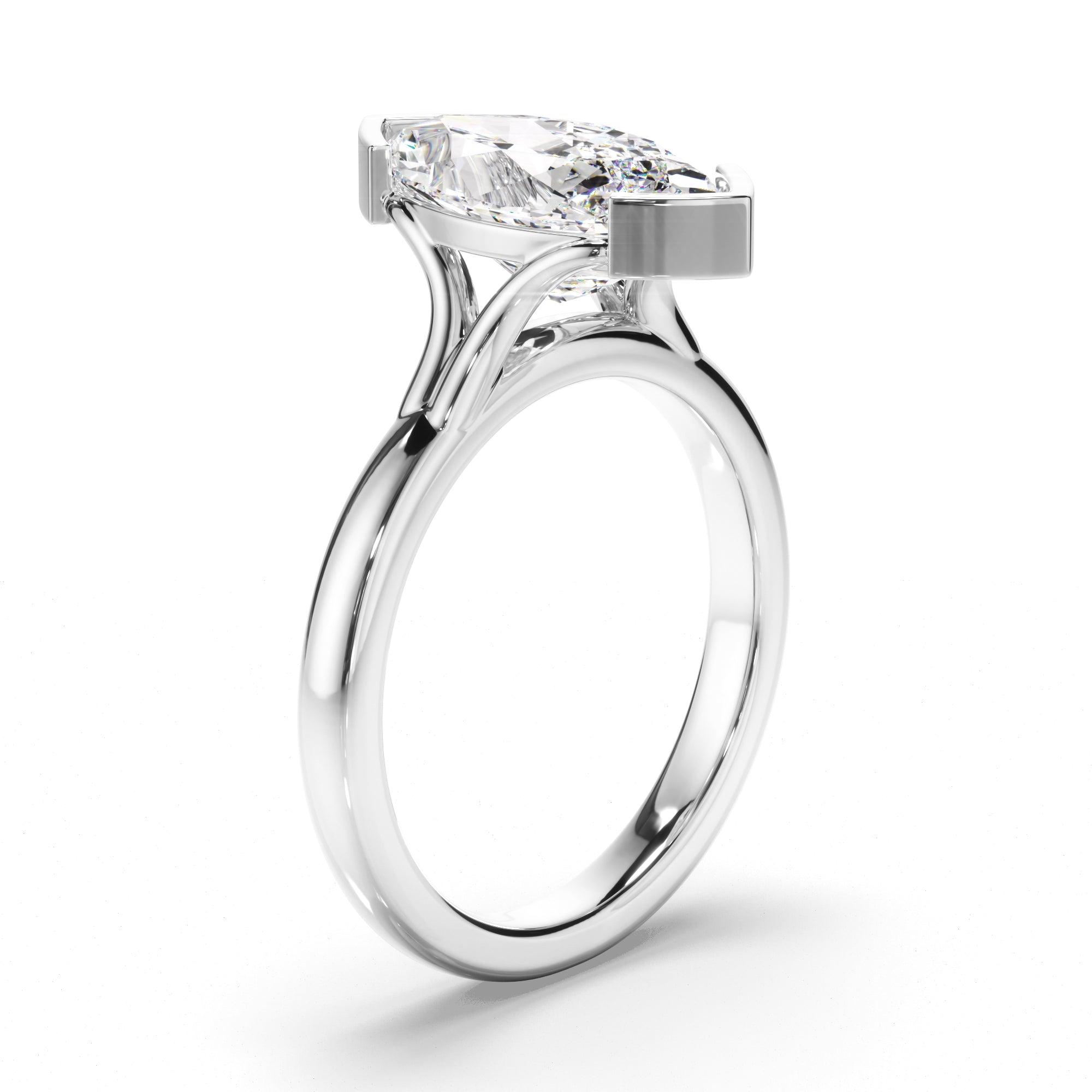 Aloura - Marquise Cut Diamond Engagement Half Bezel Setting