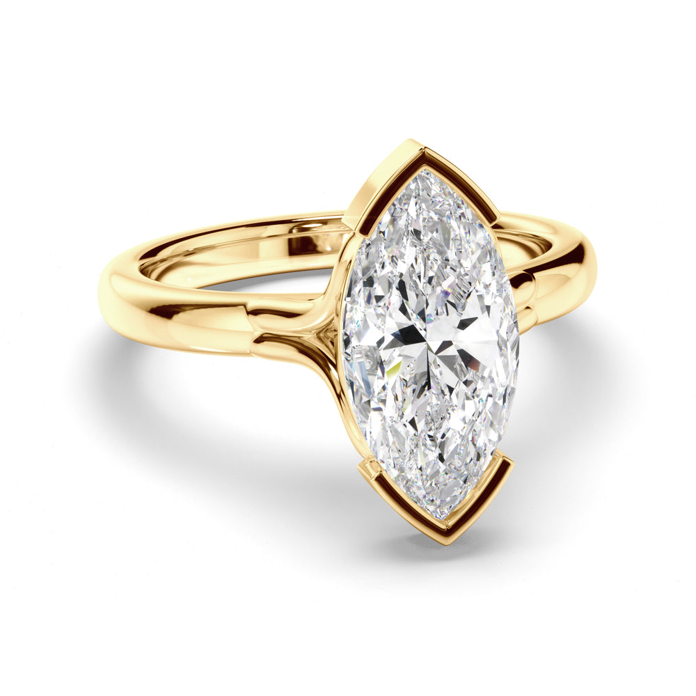 Aloura - Marquise Cut Diamond Engagement Half Bezel Setting
