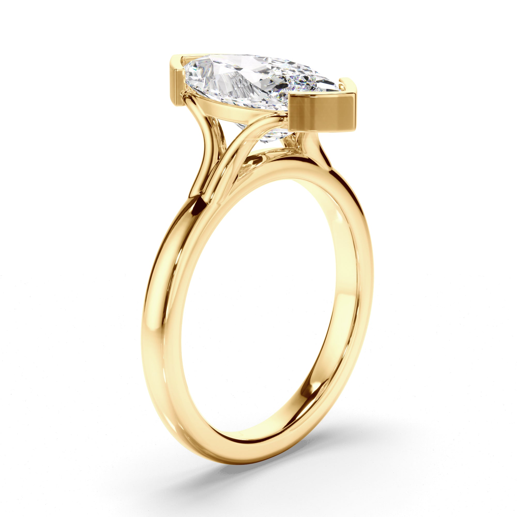 Aloura - Marquise Cut Diamond Engagement Half Bezel Setting
