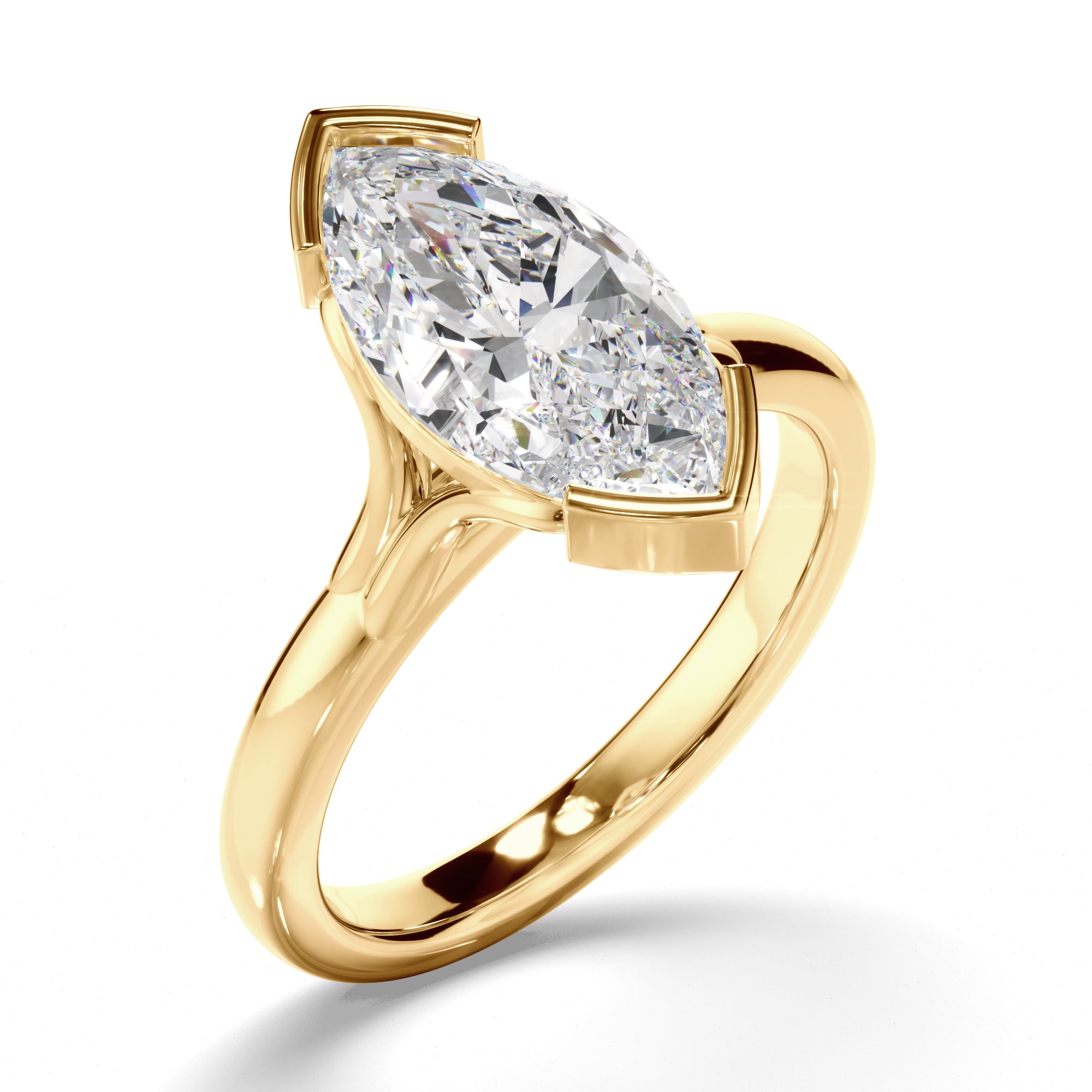 Aloura - Marquise Cut Diamond Engagement Half Bezel Setting