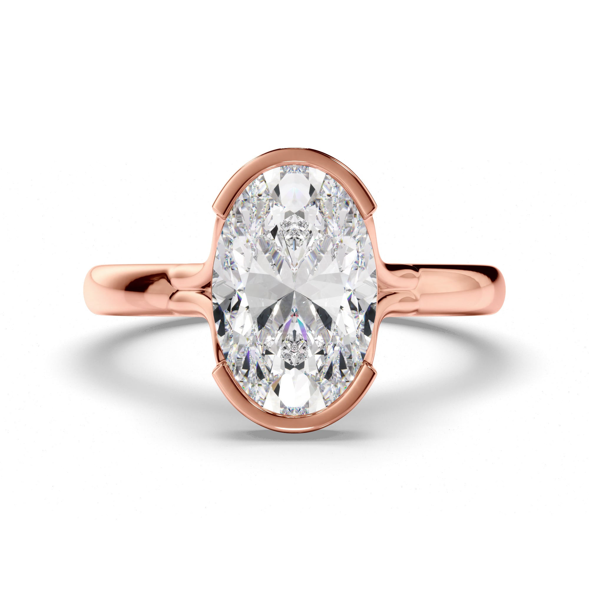 Sylvara - Oval Cut Diamond Half Bezel Solitaire Engagement Ring