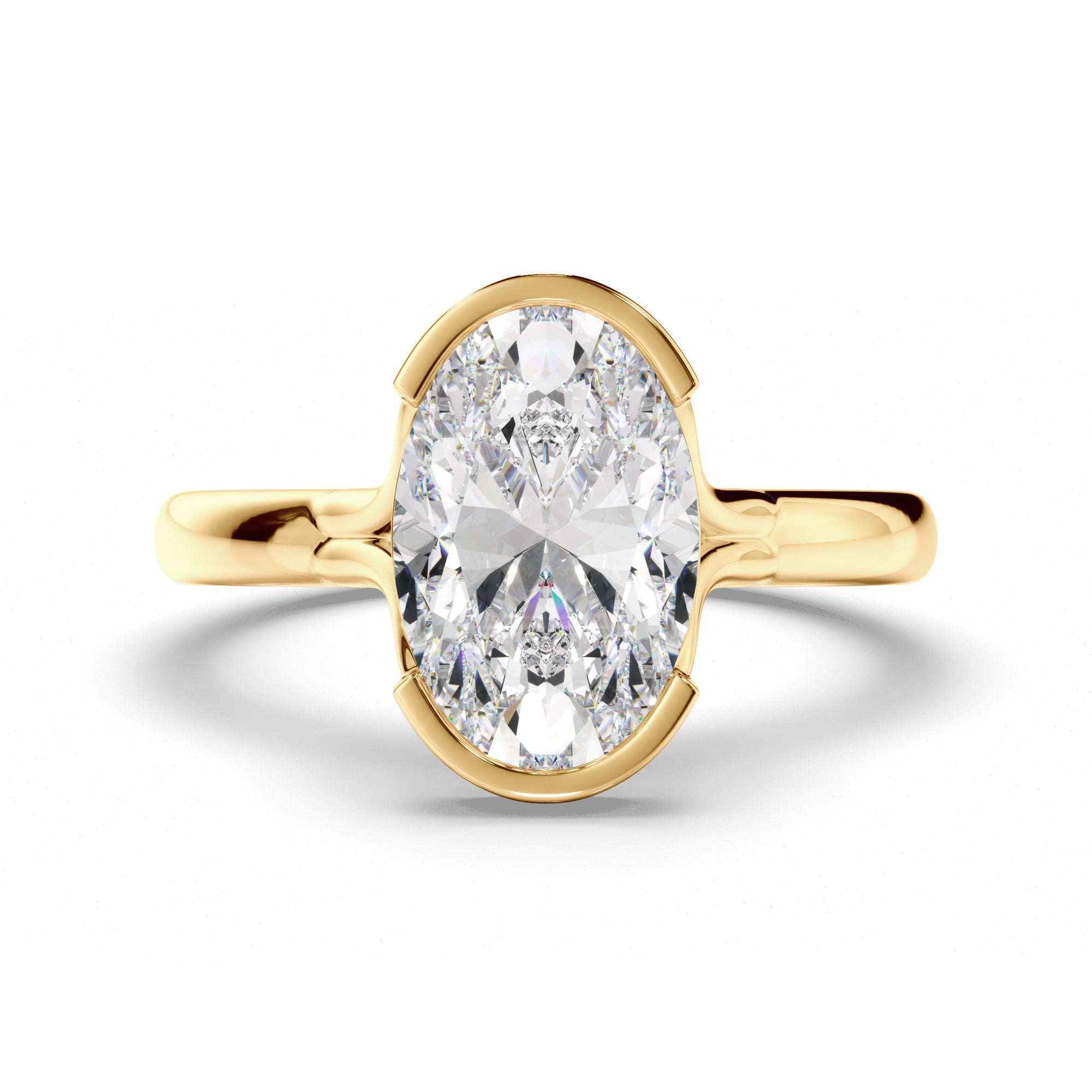 Sylvara - Oval Cut Diamond Half Bezel Solitaire Engagement Ring