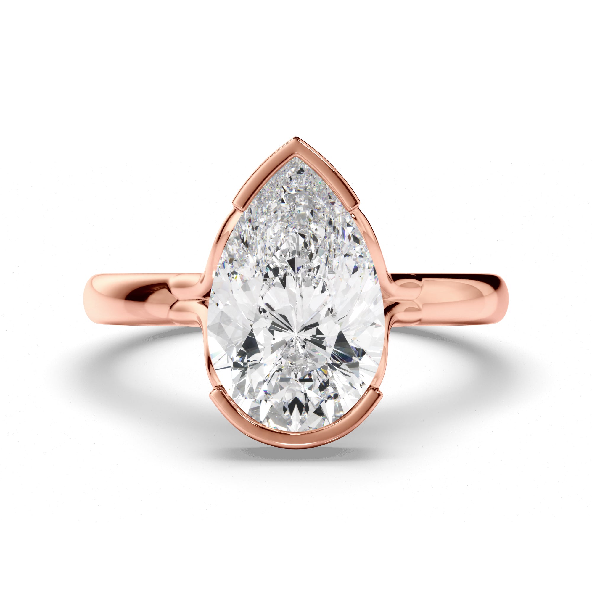 Sugar - Pear Cut Diamond Solitaire Half Bezel Engagement Ring