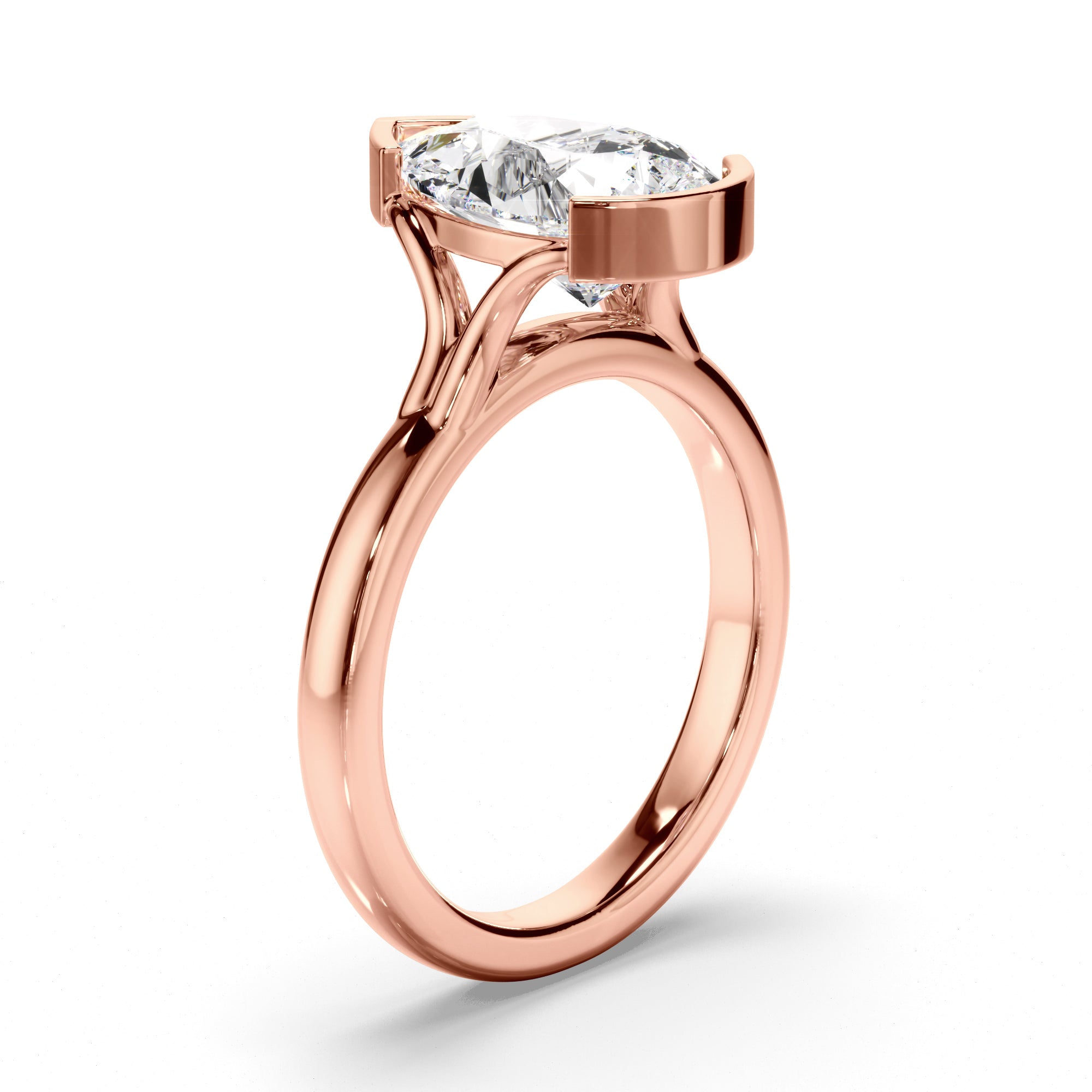 Sugar - Pear Cut Diamond Solitaire Half Bezel Engagement Ring